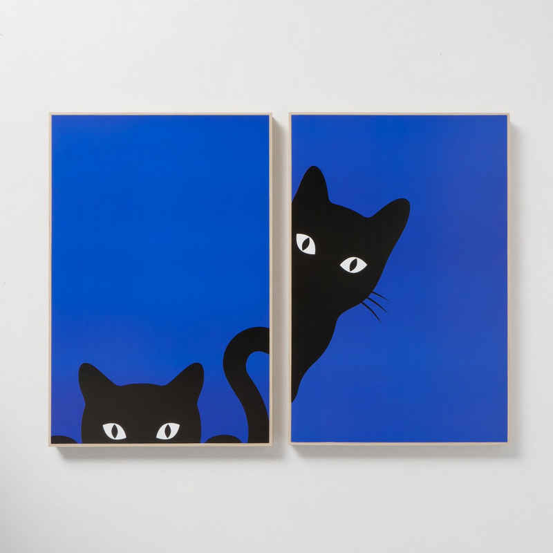 MF Wandbild Wandbild-Set 'Nala' - Abstrakte Katzen in BlauHöhe 60cm, (2 St)