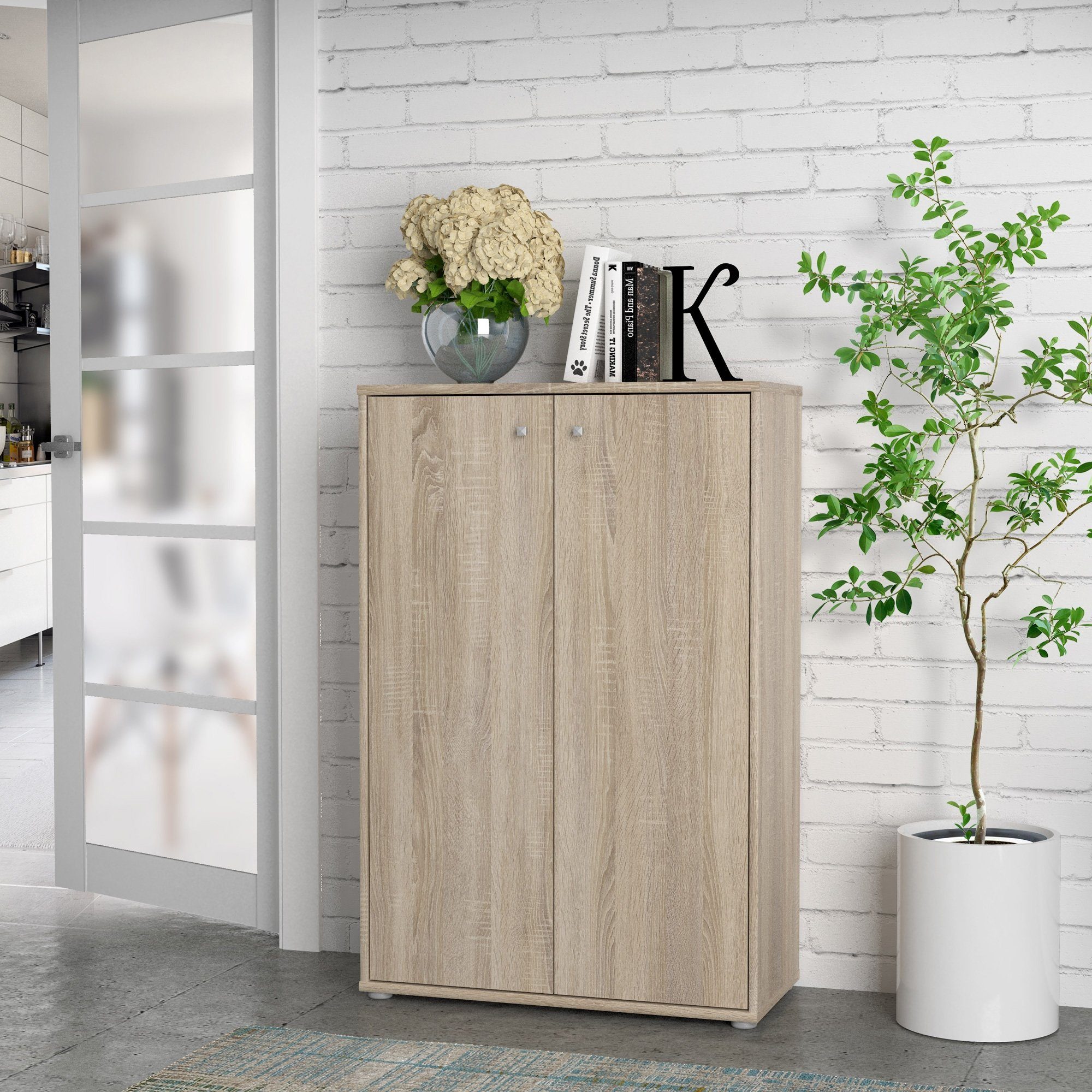 Newroom Kommode Sonoma Eiche 74 cm, Kommode Sonoma Eiche Modern Sideboard Highboard Büro