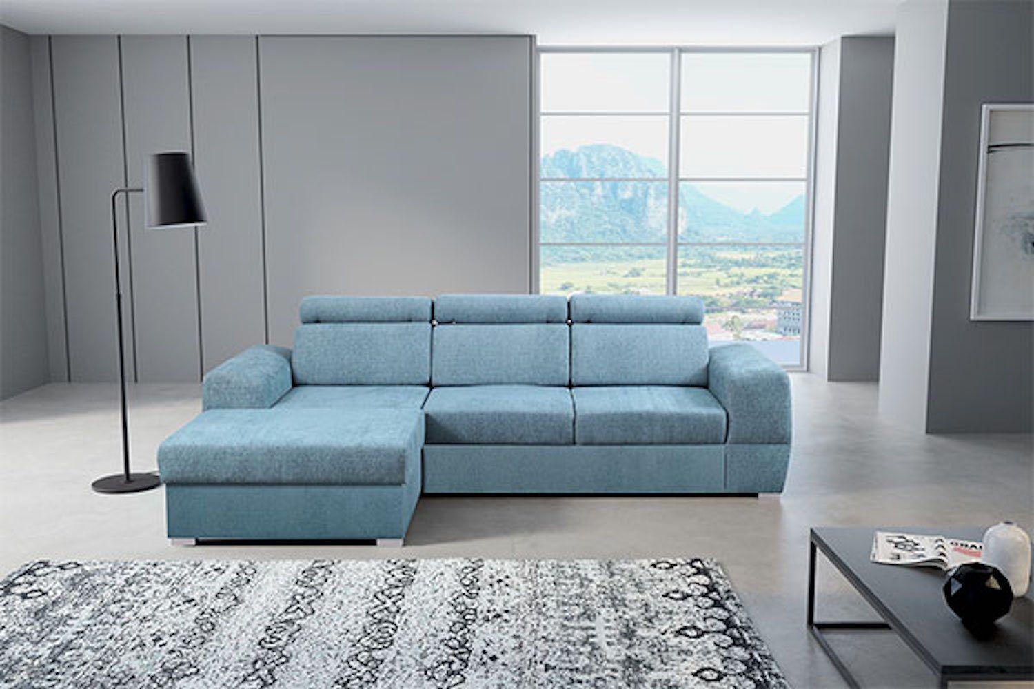 Feldmann-Wohnen Ecksofa Matrix, Matrix 1 Teile, 260cm Farbe wählbar mit Schlaffunktion und Bettkasten