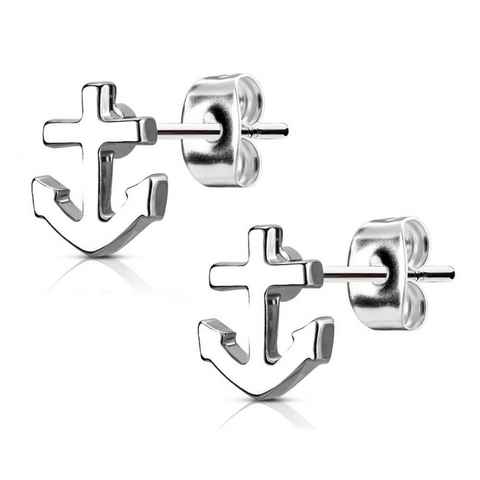 BUNGSA Ohrring-Set Ohrstecker kleine Anker Silber aus Edelstahl Unisex (1 Paar (2 Stück), 2-tlg), Ohrschmuck Ohrringe