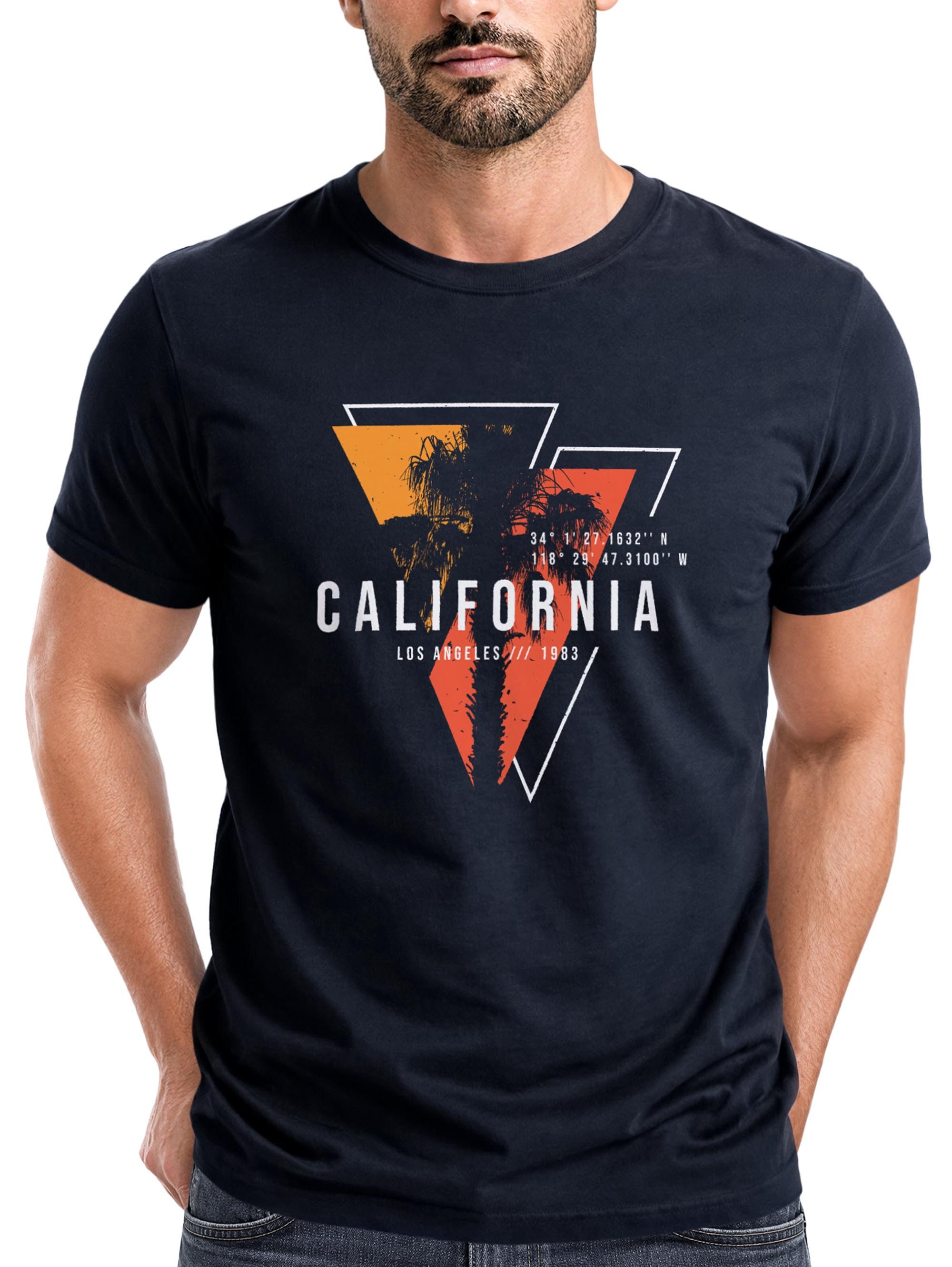 Neverless Print-Shirt Herren T-Shirt California Los Angeles Surfing Motiv Sommer Fashion mit Print