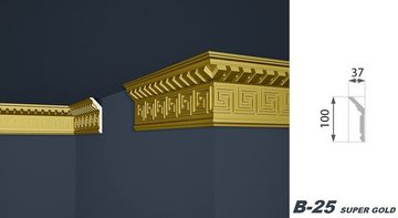 marbet design Eckprofil »B-25«, Stuckleisten aus Styropor EPS - leichte Profile gemustert für Decken-/ und Wandübergang dekorativ gold