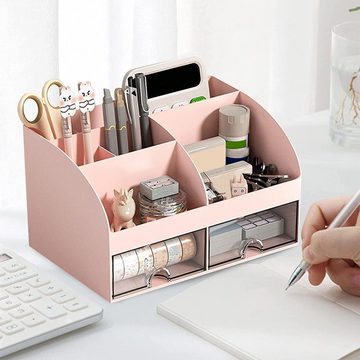 Fivejoy Aufbewahrungsbox Schreibwaren-OrganizerSchreibtischschubladeSchreibtischregal (Schreibtisch-Organizer, Stifthalter, mit 2 Schubladen und 6 Fächern)