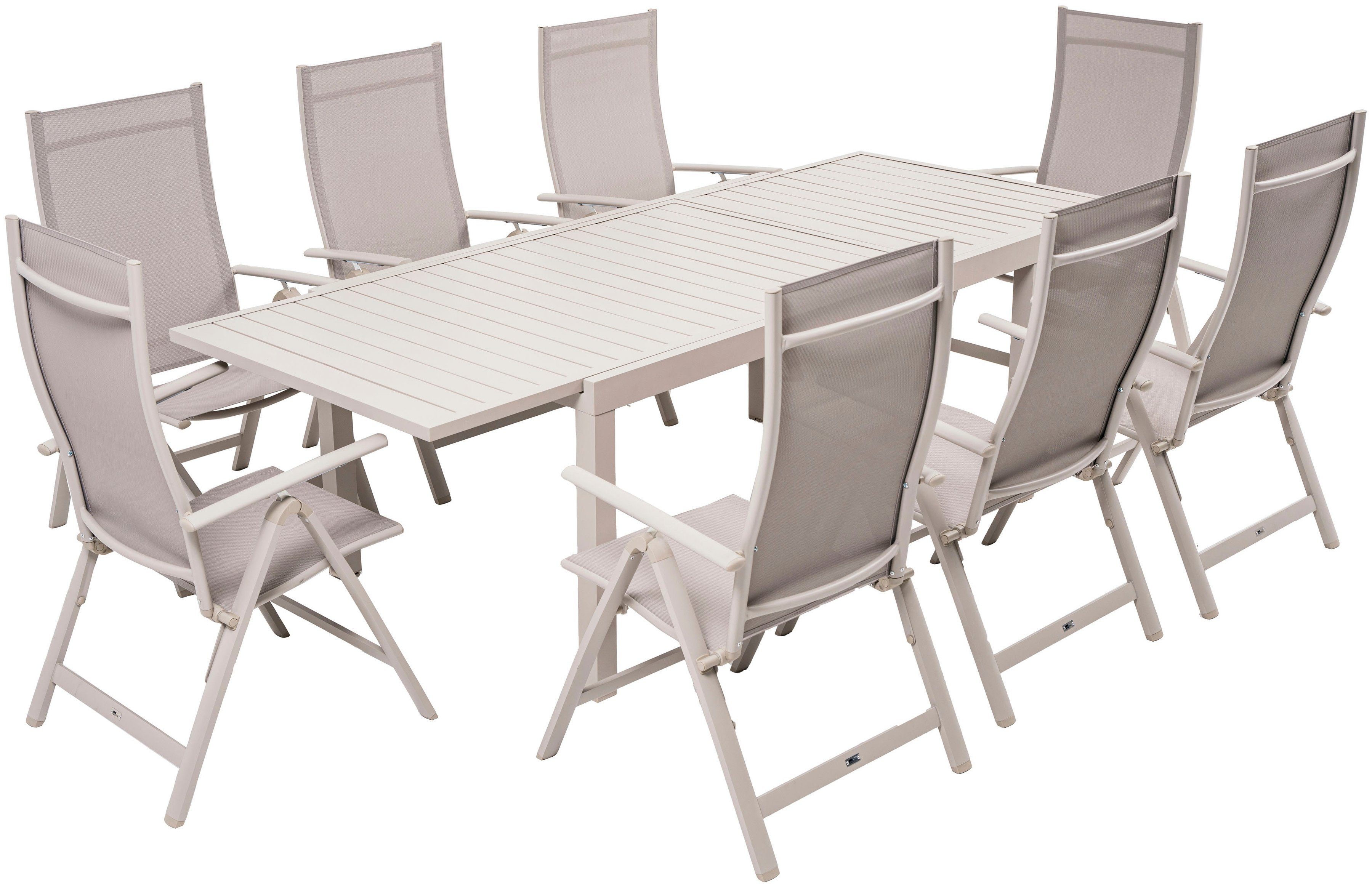 KONIFERA Garten-Essgruppe Palermo, (Set, 9-tlg., 8x Sessel, 1x AZ-Tisch 160 günstig online kaufen