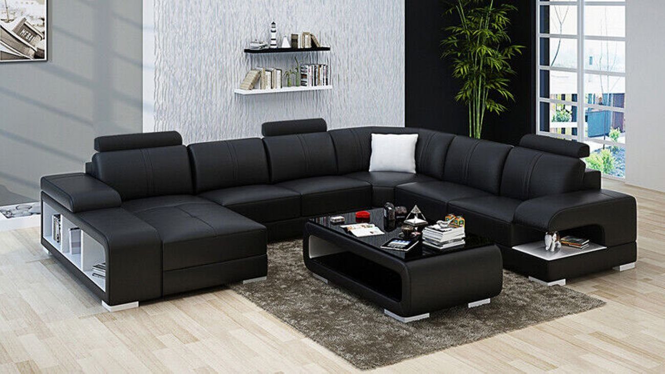 Ecksofa Modern Couch Sofa Ecksofa Garnitur USB JVmoebel Neu Design Ledersofa mit