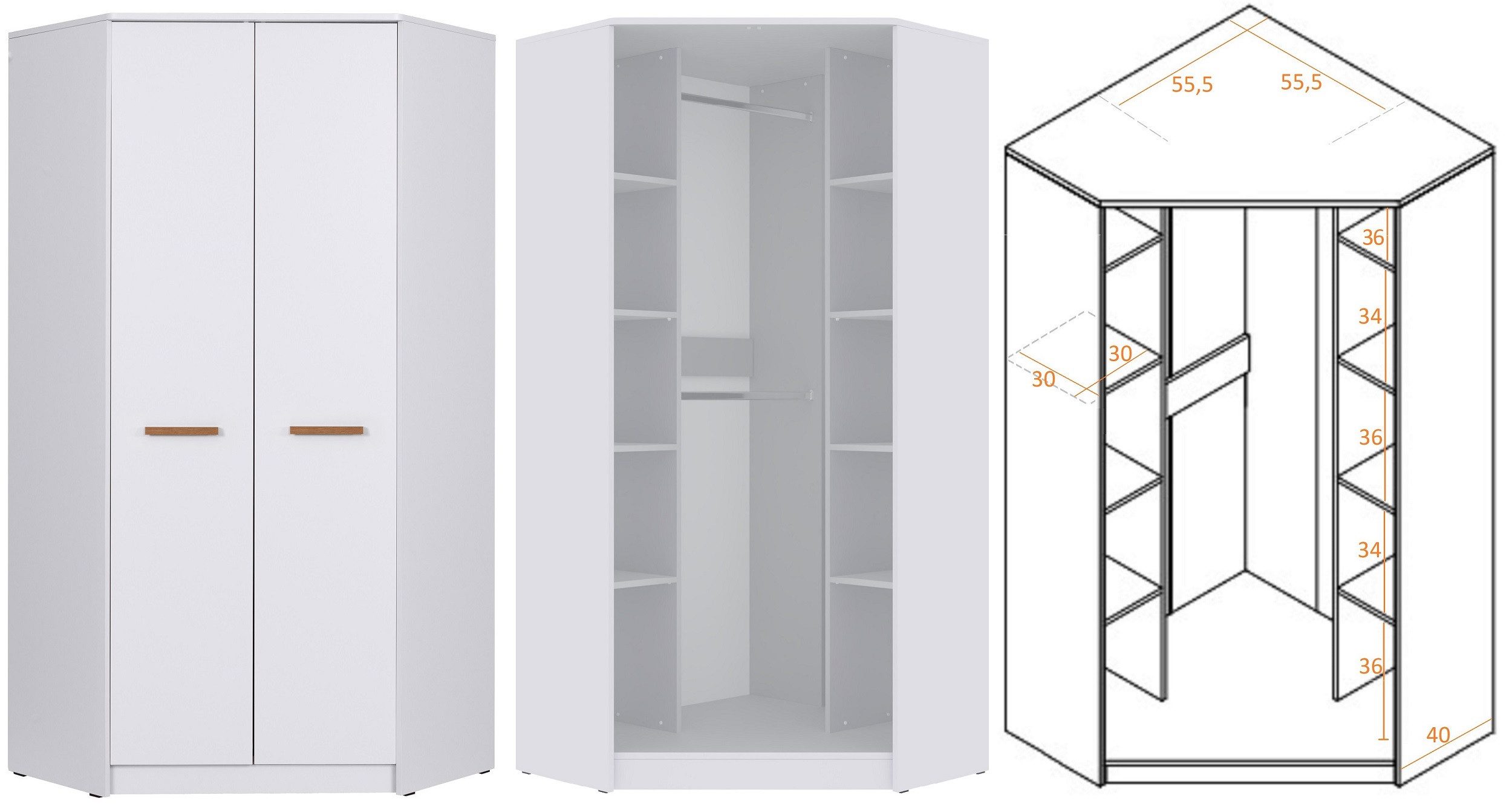 Marmex Möbel Garderoben-Set GRANT SET 18 Kommode Eckschrank Schlafzimmer-Set, (2-St), Scharniere Soft-Close, Vollauszug der Schubladen