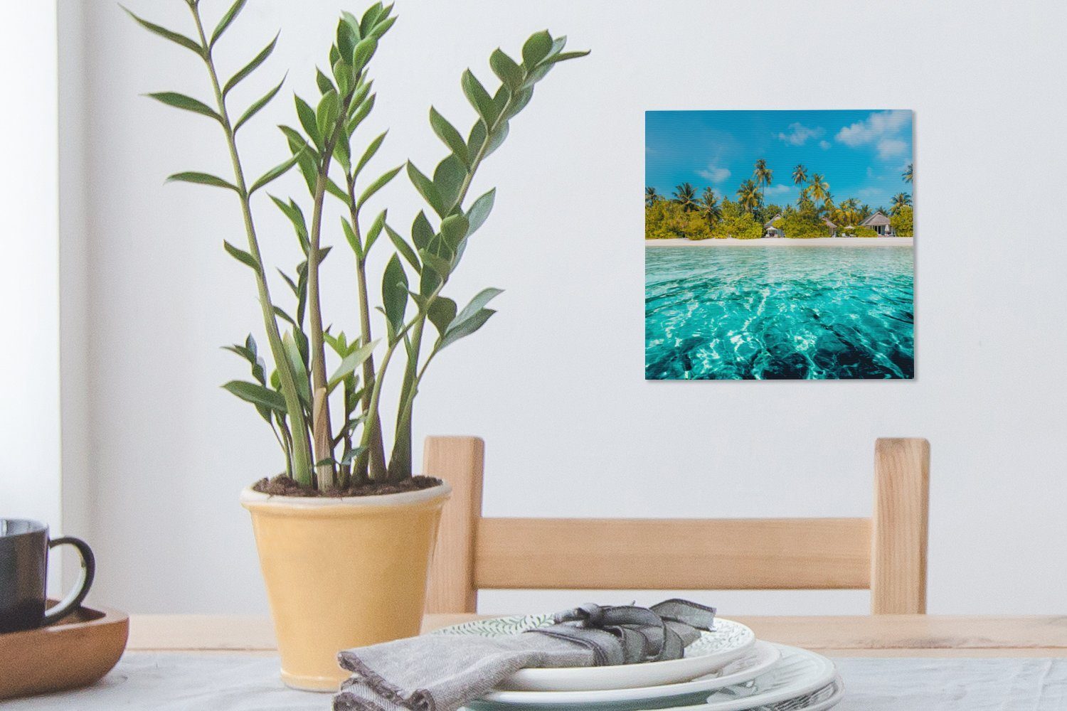 St), Strand Bilder OneMillionCanvasses® - Wohnzimmer Schlafzimmer Leinwand (1 für Meer, - Palmen Leinwandbild