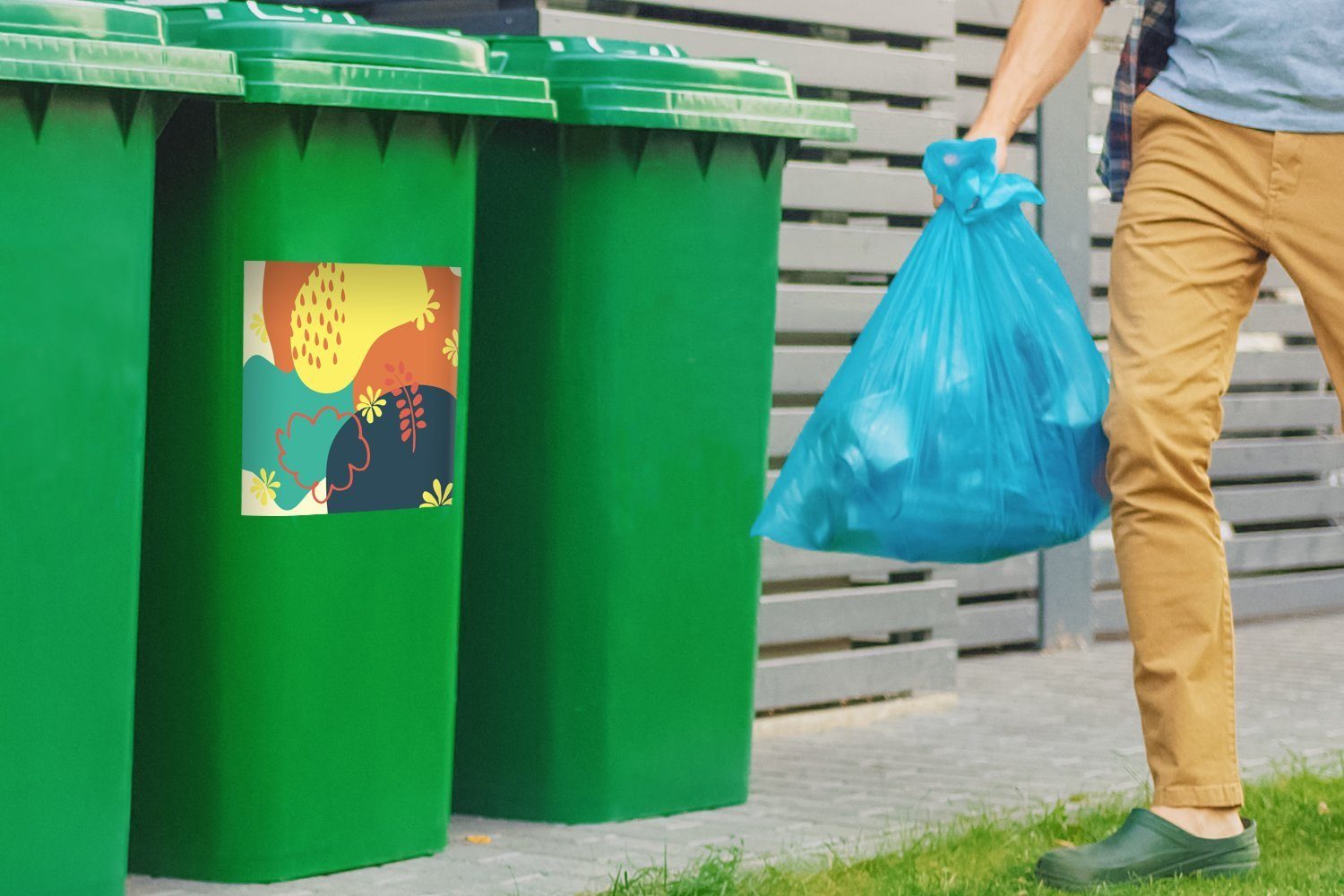 (1 - Container, - Sommer Abstrakt MuchoWow Mülleimer-aufkleber, St), Sticker, Mülltonne, Wandsticker Abfalbehälter Flecken
