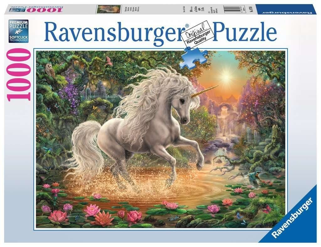 Pz. Ravensburger Mystisches Puzzle 1000T., Einhorn Puzzleteile