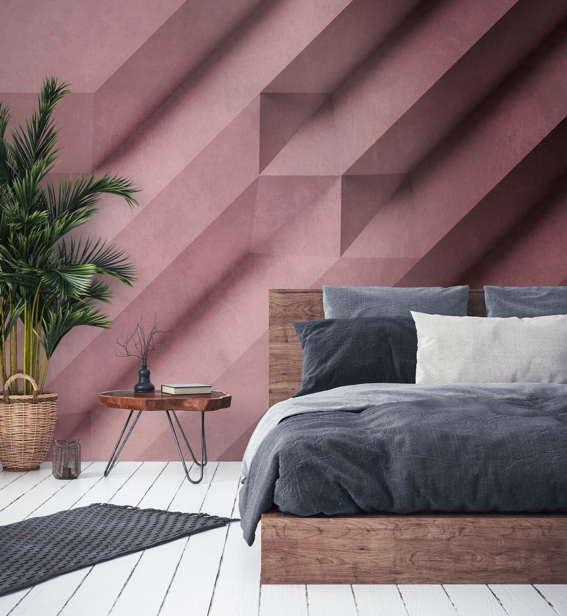 living walls Fototapete The Wall, glatt, 3D-Optik, matt, geometrisch, Fototapete Geometrisch Tapete 3D Tapeten Wohnzimmer Schlafzimmer Optik