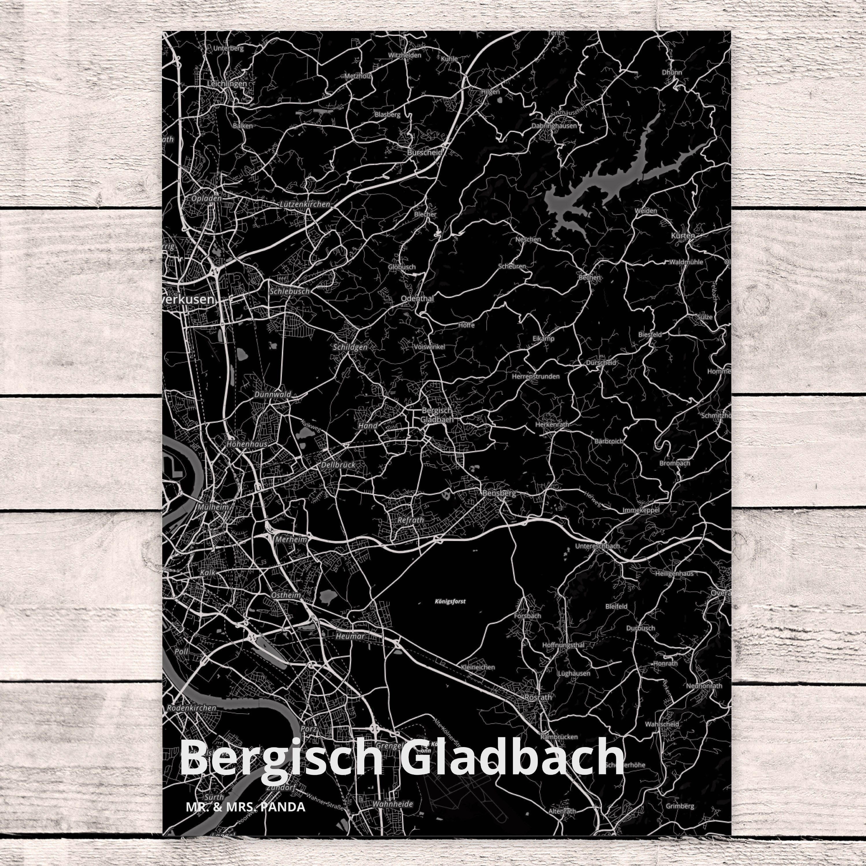 Panda Gladbach Einladungskarte, Geschenk, Mrs. - Bergisch Geschenkkarte, Karte Postkarte & Mr.