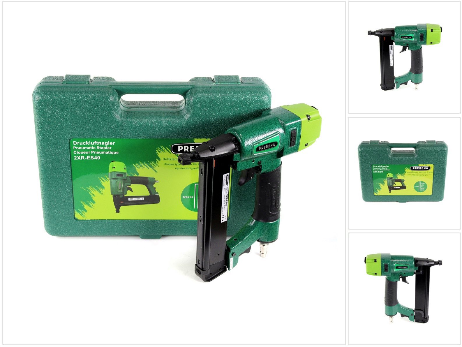 Druckluft-Nagler 2XR-ES40 Klammergerät Druckluft Nagler im Transportkoffer Typ ES