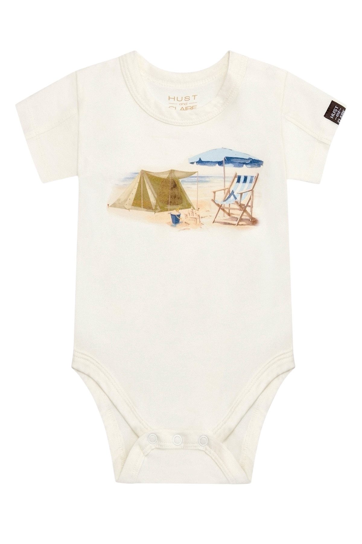 Hust & Claire Kurzarmbody Billy (1-tlg) Baby Body “Billy” – Weicher Kurzarm-Body mit Strandmotiv