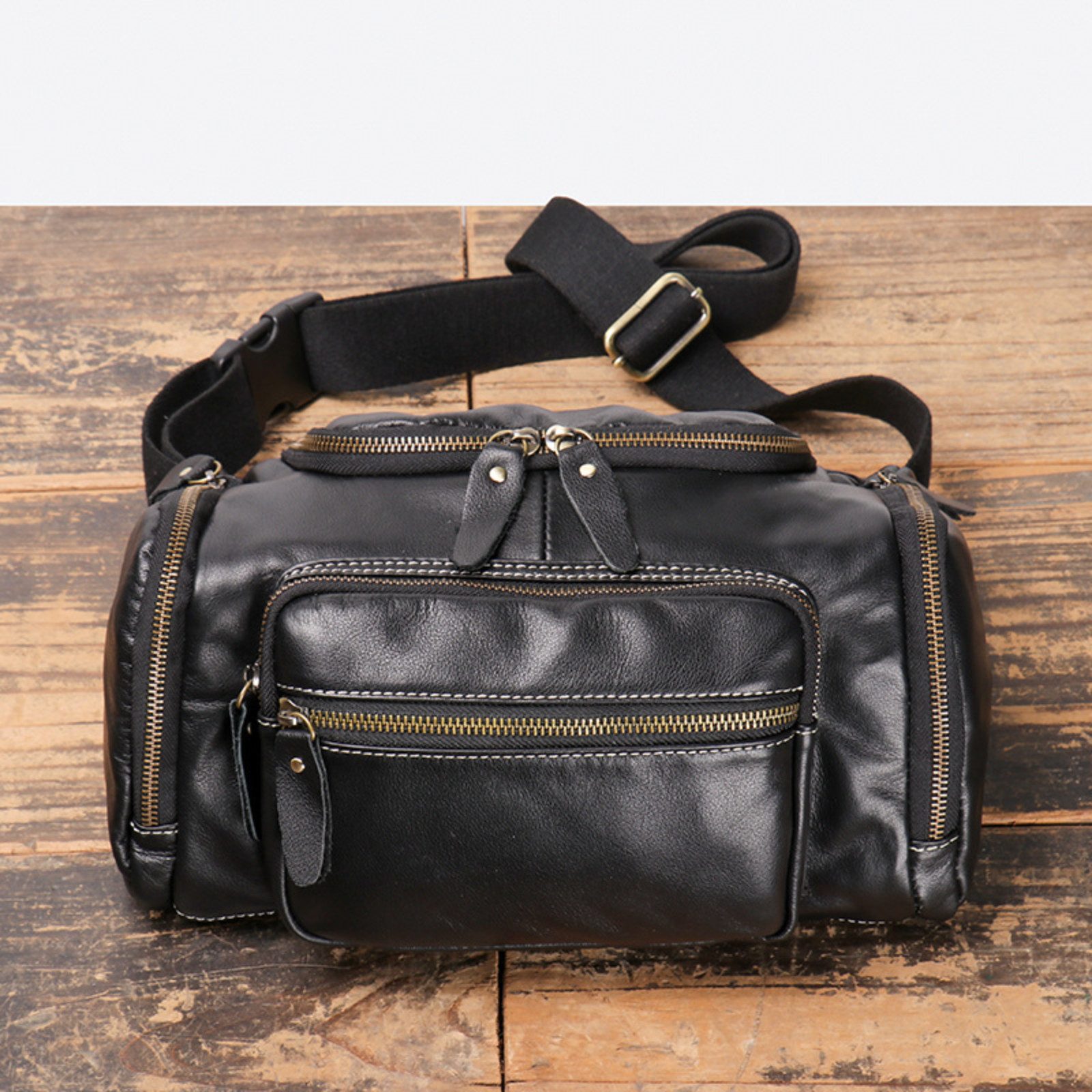 Schultertasche Herren Leder Schultertasche Mehrere Fächer Crossbody Umhängetasche