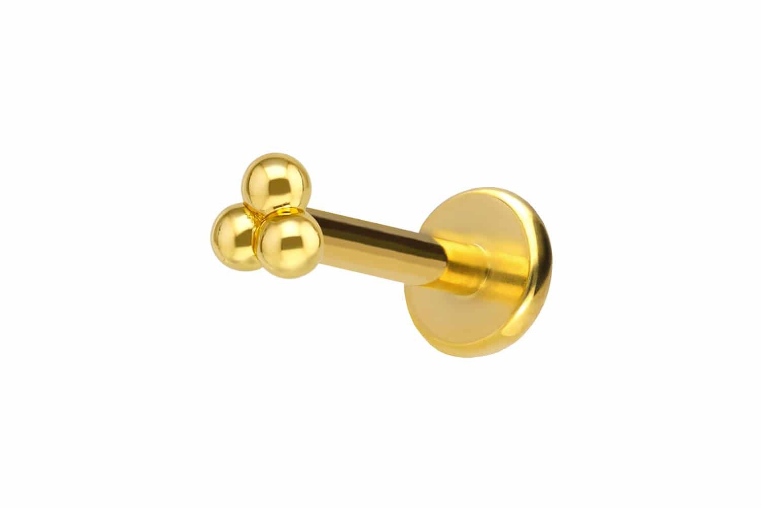PIERCINGLINE Piercing-Set Titan Labret mit Innengewinde + 925er Silber Aufsatz 3 KUGELN (Labrets, 1-tlg)