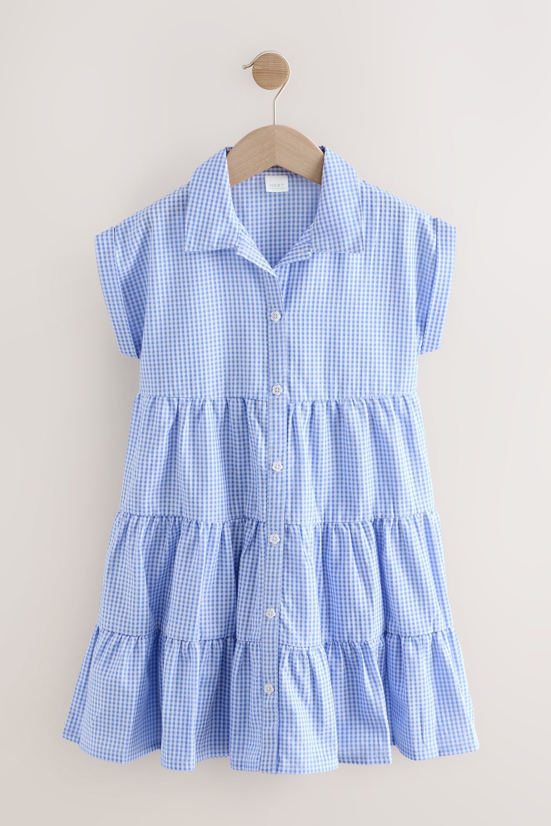 Hemdblusenkleid Gestuftes Kleid mit Vichykaros und Kragen