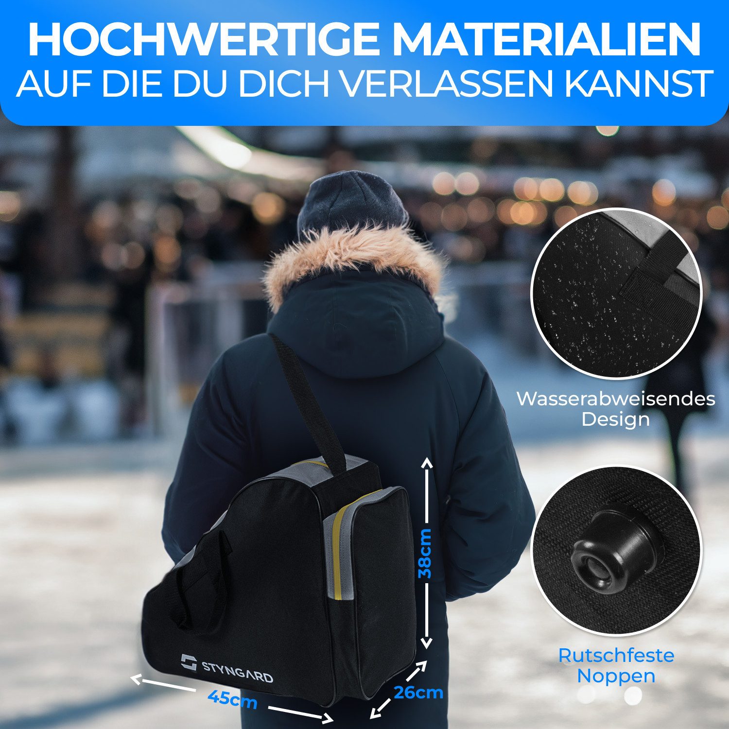 Styngard Sporttasche MONTREAL, Schlittschuhtasche Damen & Herren - Inlinertasche für Eislaufschuhe