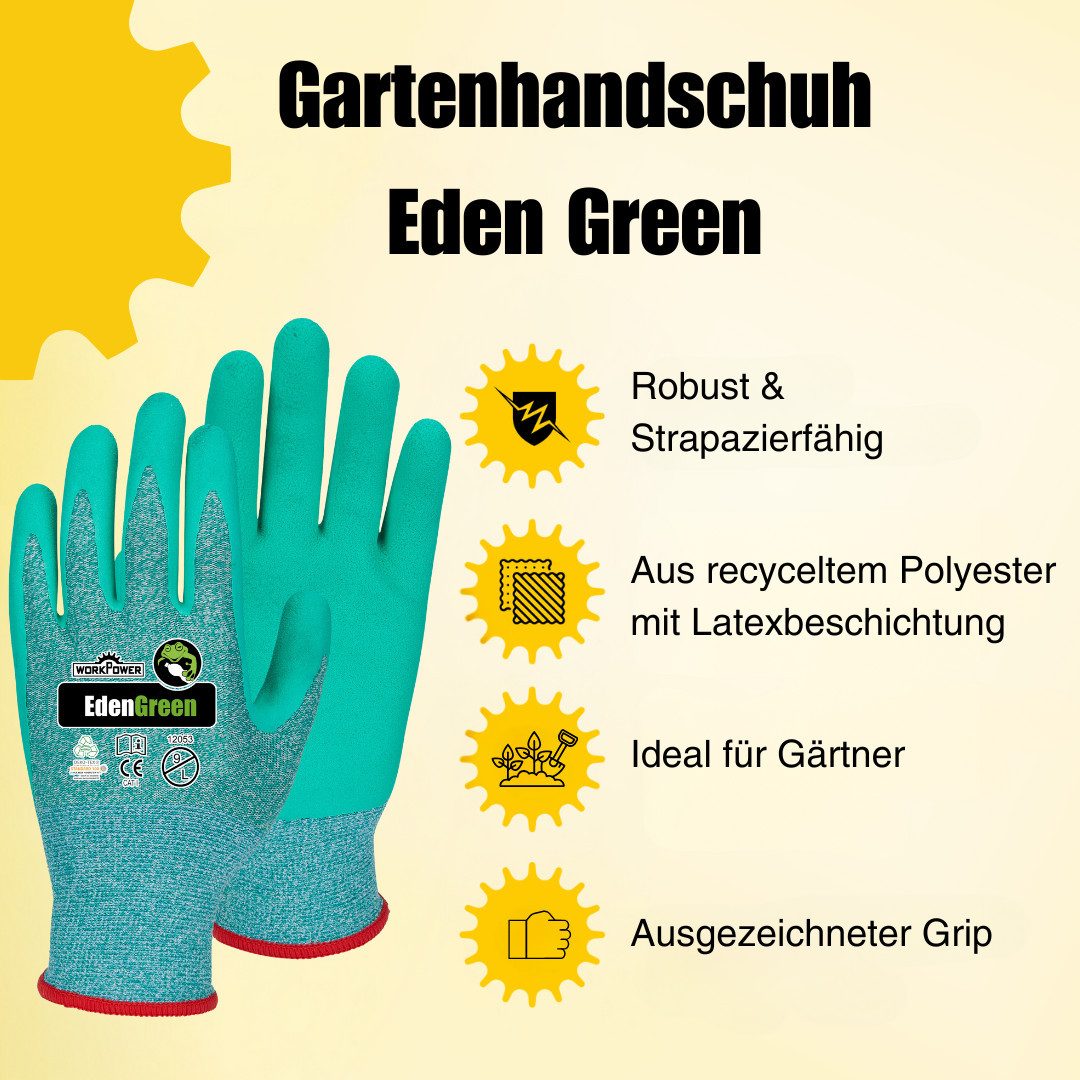 Workpower Gartenhandschuhe Eden Green atmungsaktiv, hoher Grip, nachhaltig