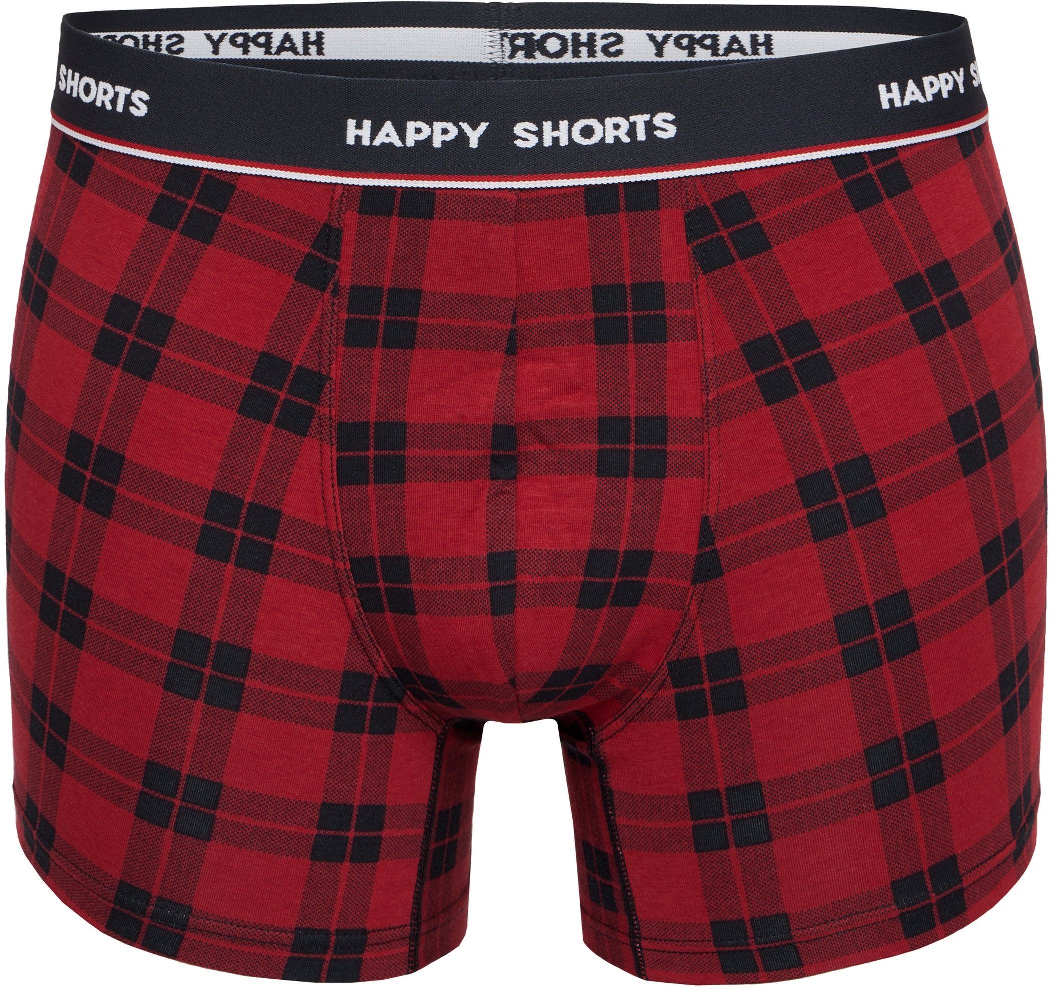 HAPPY (1-St) Kariert Pant Trunk Happy Rot Herren Jersey Shorts 2 Boxer Boxershorts Trunk SHORTS