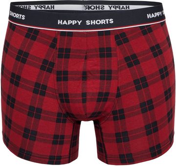 HAPPY SHORTS Trunk 2 Happy Shorts Jersey Trunk Herren Boxershorts Boxer Pant Rot Kariert (1-St)