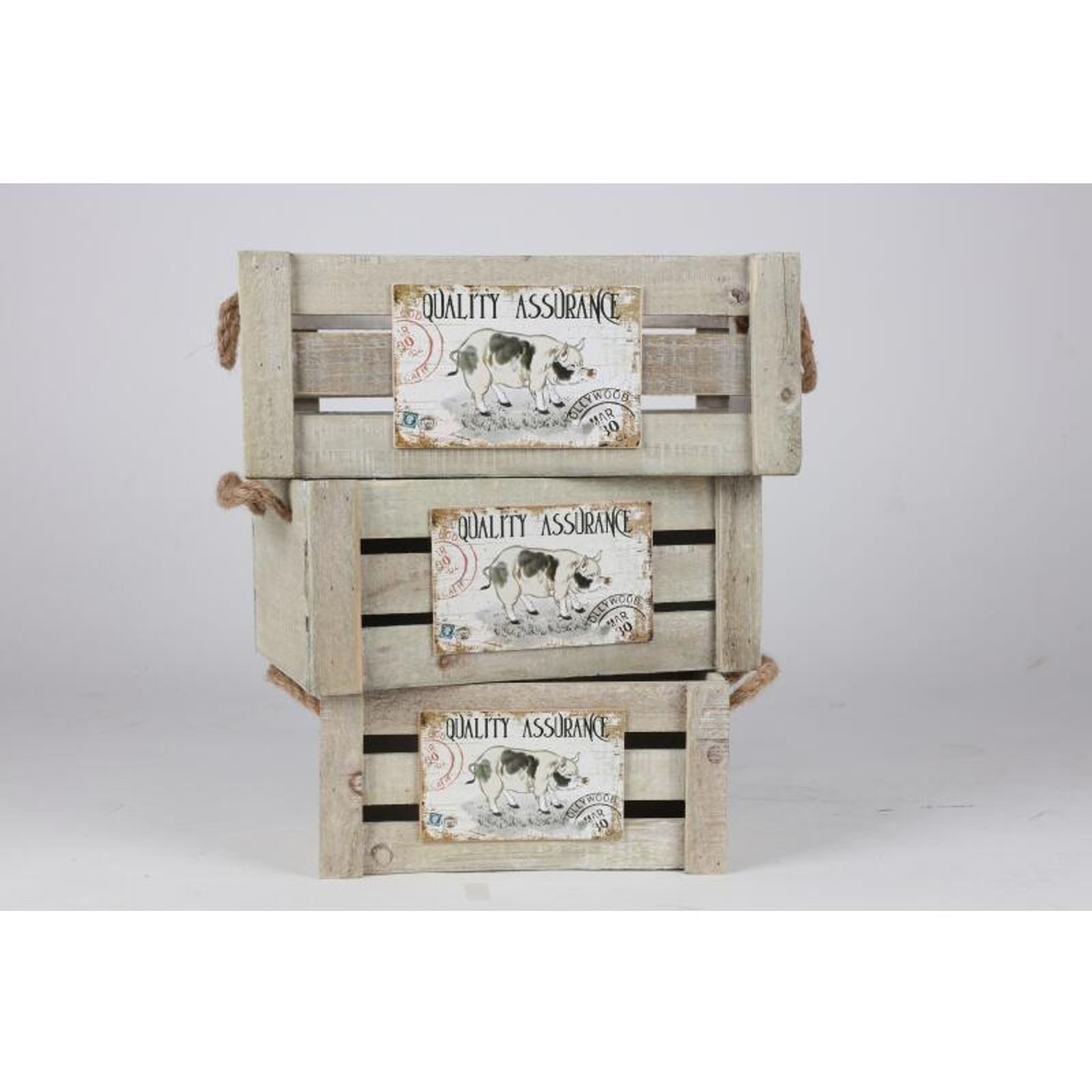 BURI Aufbewahrungsbox Holzkisten 3er Set Aufbewahrungsboxen Obstkorb Apfel Ordnung Lagerung