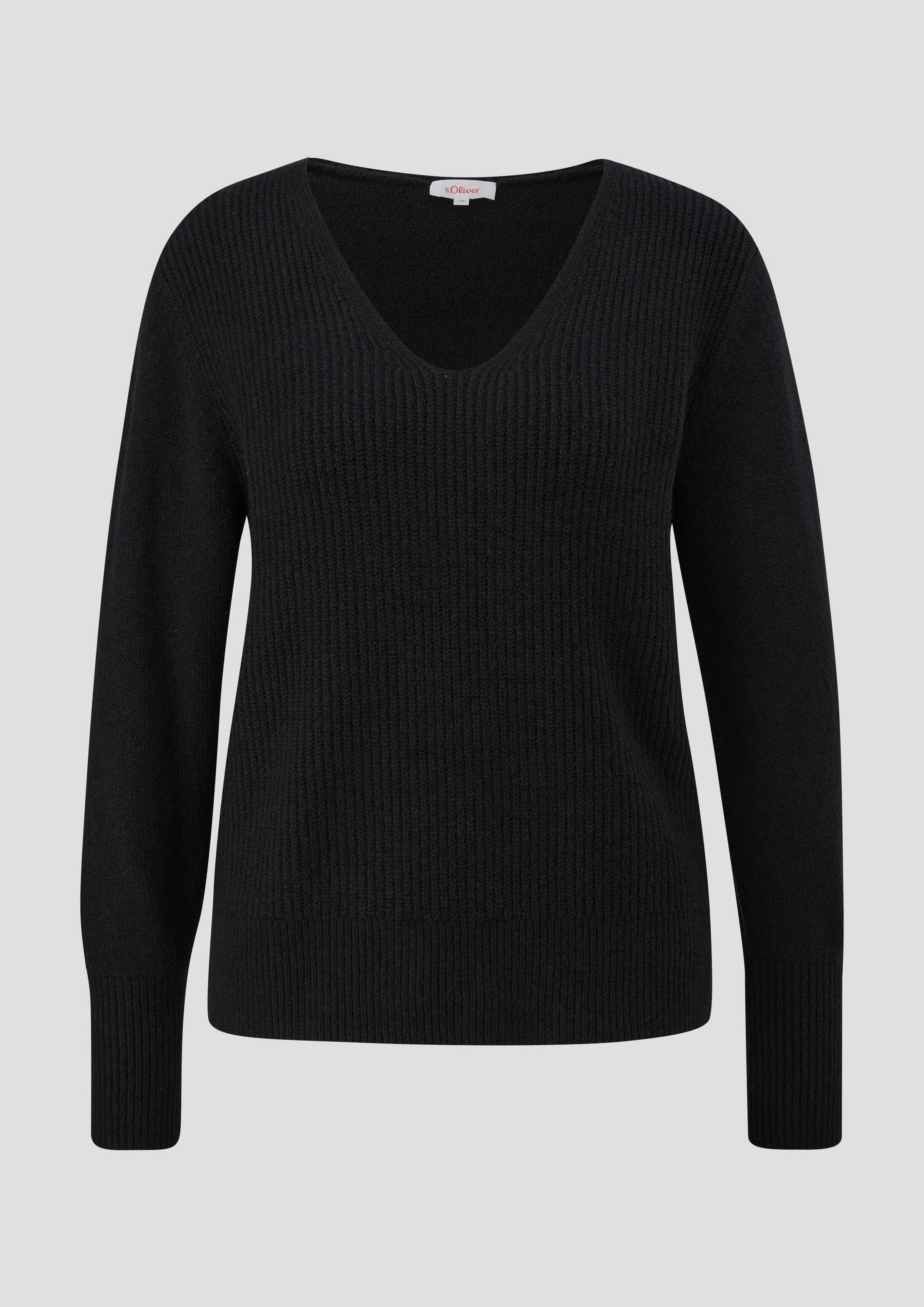 s.Oliver Longpullover Strickpullover Strickpullover mit Rippstruktur