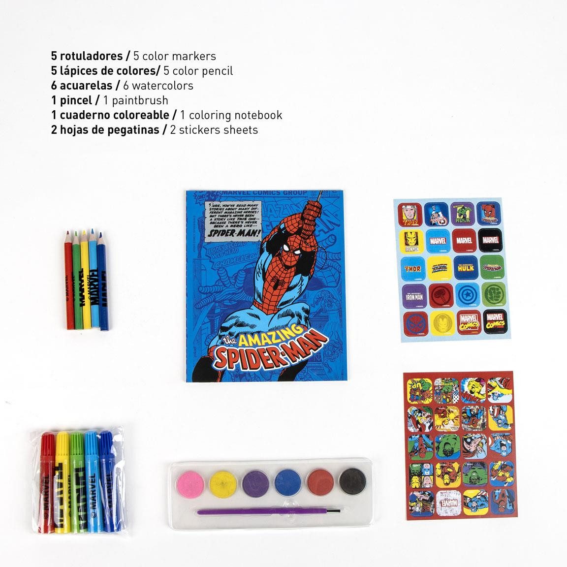 Spiderman Federmäppchen Mal- und Bastelset mit Stiften, Farben, Stickern & Malbuch im Rucksack, (Paw Patrol)