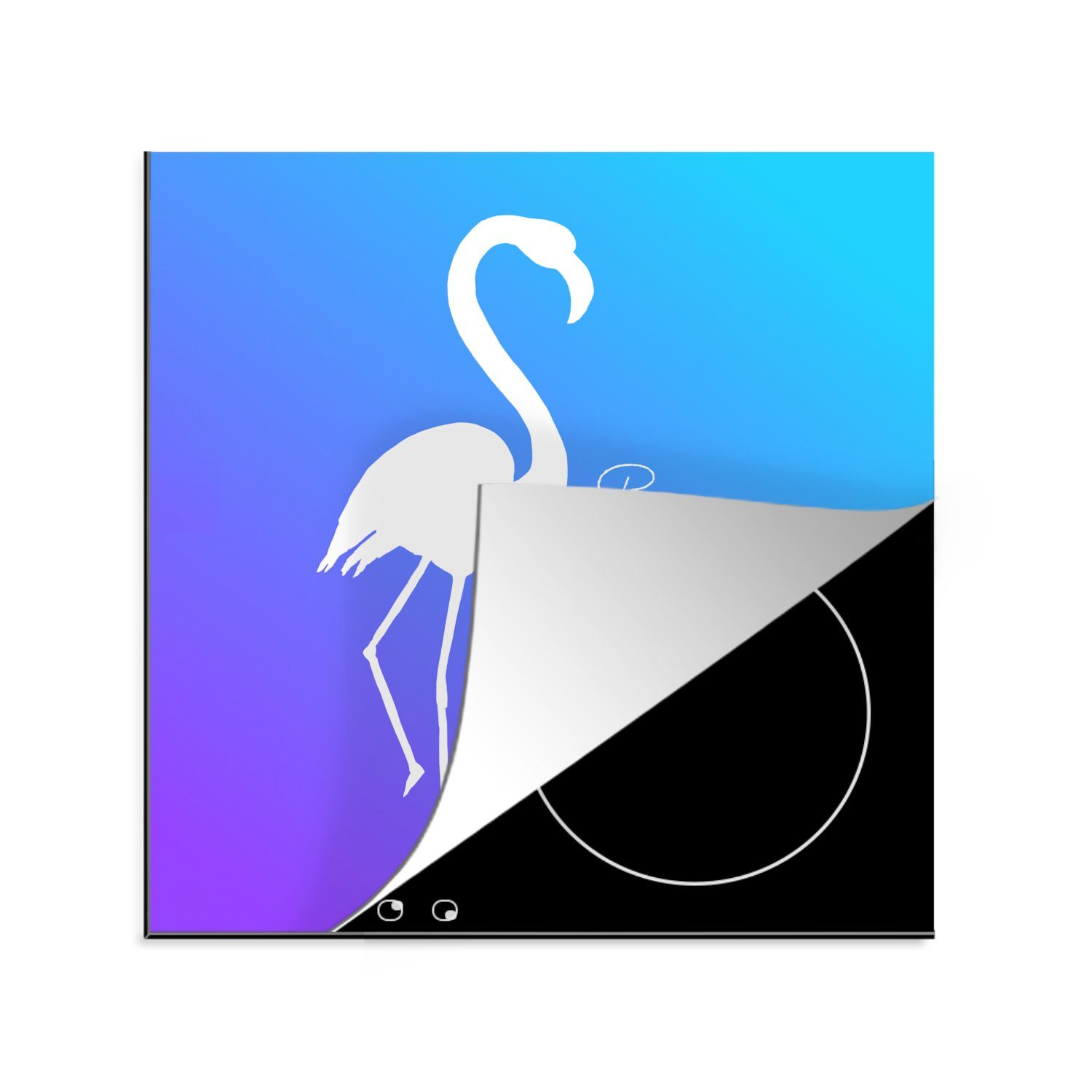 MuchoWow Herdblende-/Abdeckplatte Flamingo - Scherenschnitt - Briefe - Zitate, Vinyl, (1 tlg), 78x78 cm, Ceranfeldabdeckung, Arbeitsplatte für küche