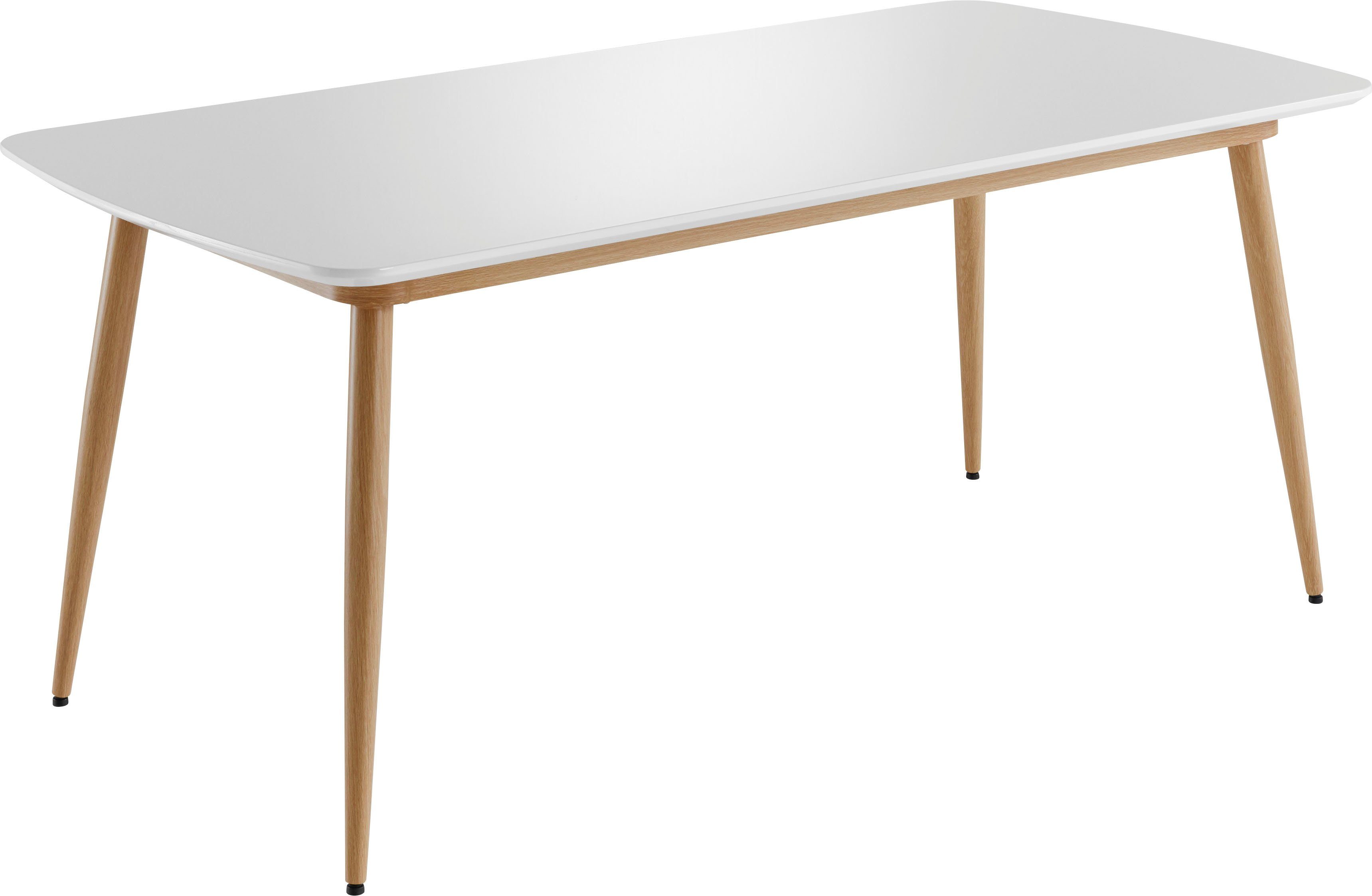 Montage, 180 Beine 90 (1-St), nur müssen Breite Lack, Weiß Tischplatte cm werden INTER-FURN x Bozen Esstisch Tiefe, kinderleichte cm festgeschraubt die Metallgestell, es