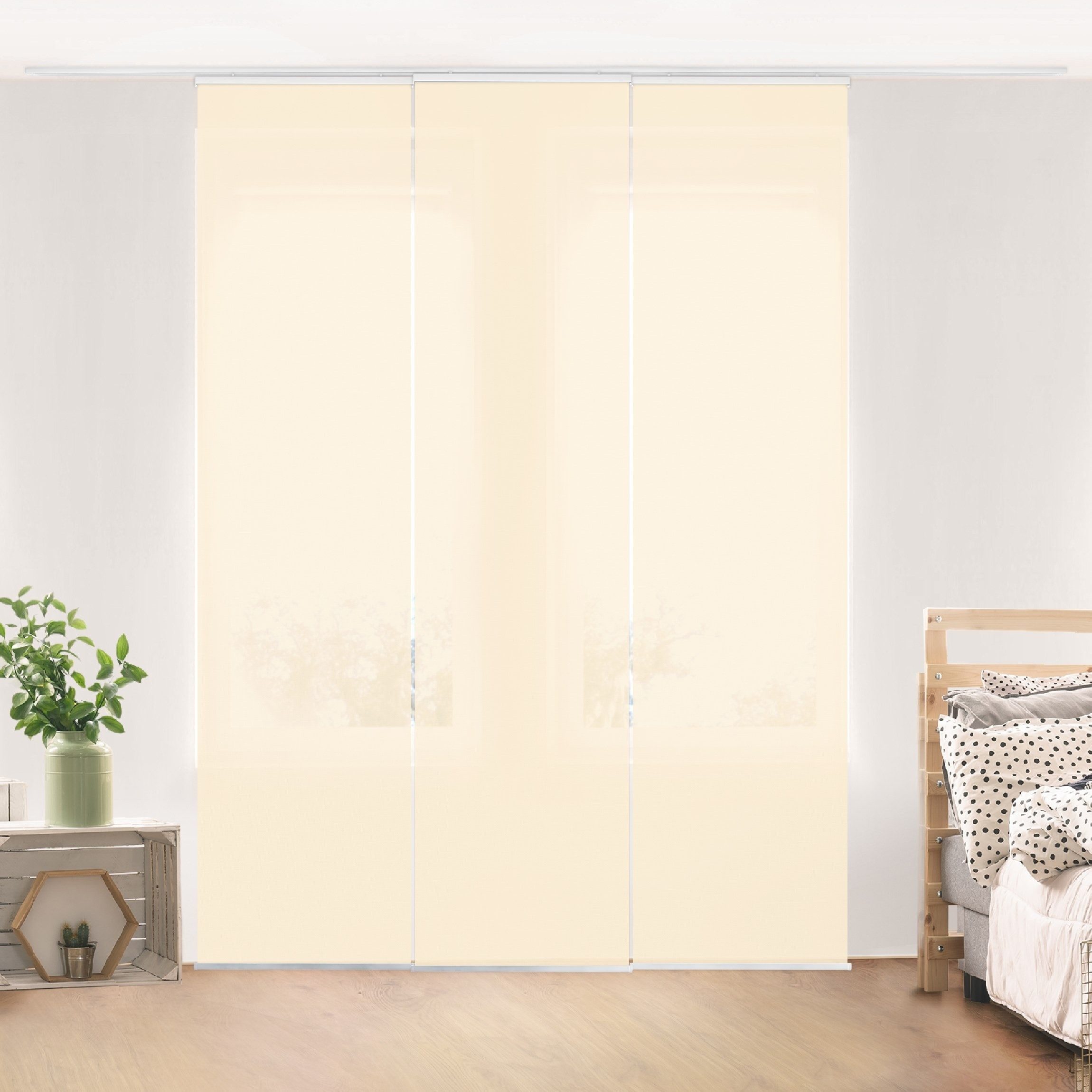 Bilderdepot24 Schiebegardine modern Flächenvorhang blickdicht Crème, günstig online kaufen