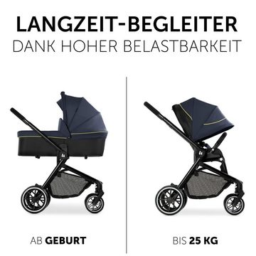 Hauck Kombi-Kinderwagen Move so Simply - Dark Navy Neon, 2in1 Kinderwagen Buggy inkl. Babywanne & Sportsitz mit Liegefunktion