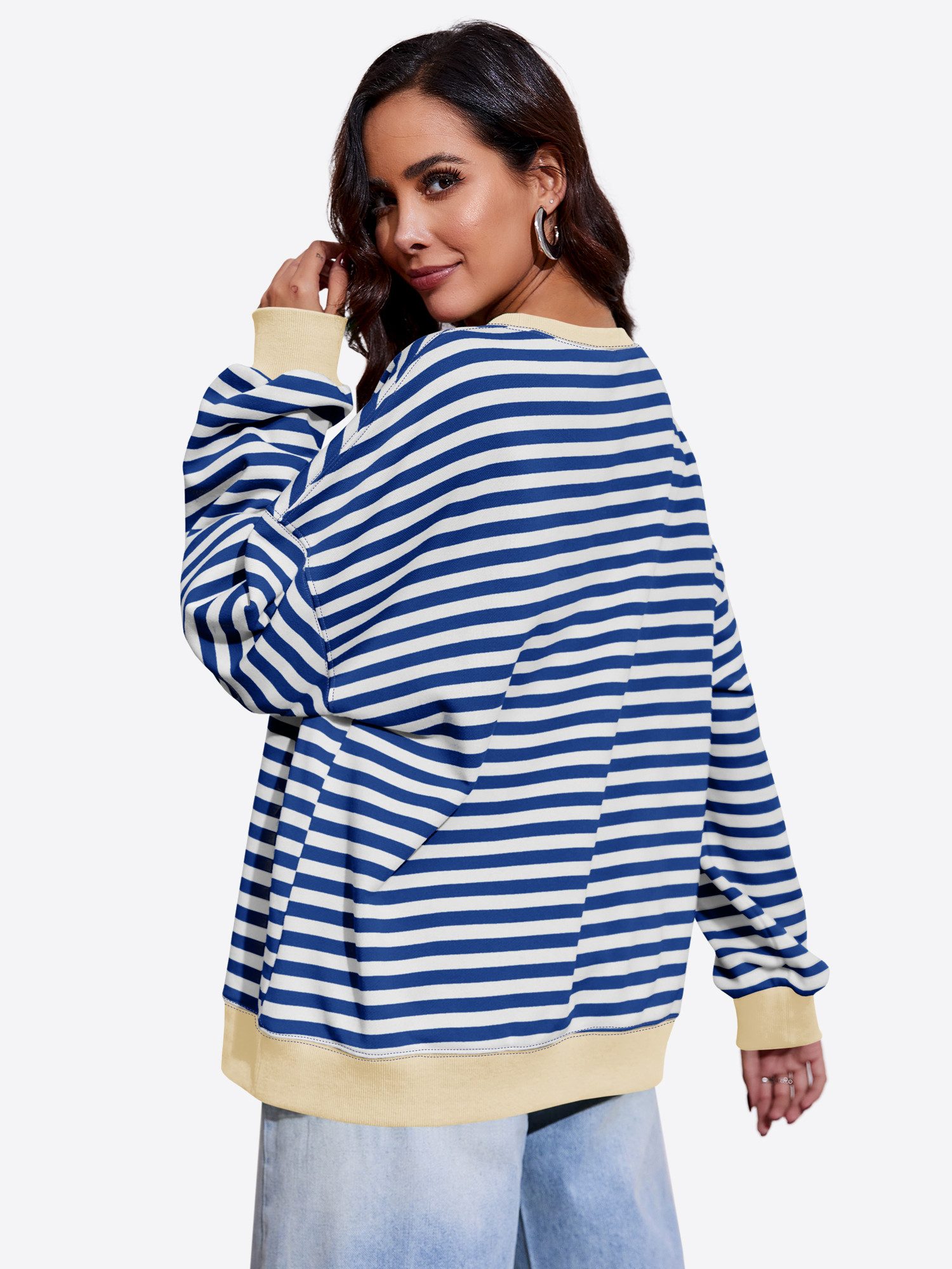 Imily Bela Sweatshirt Damen Gestreifter Oversize Pullover (Packung, 1-tlg., günstig online kaufen