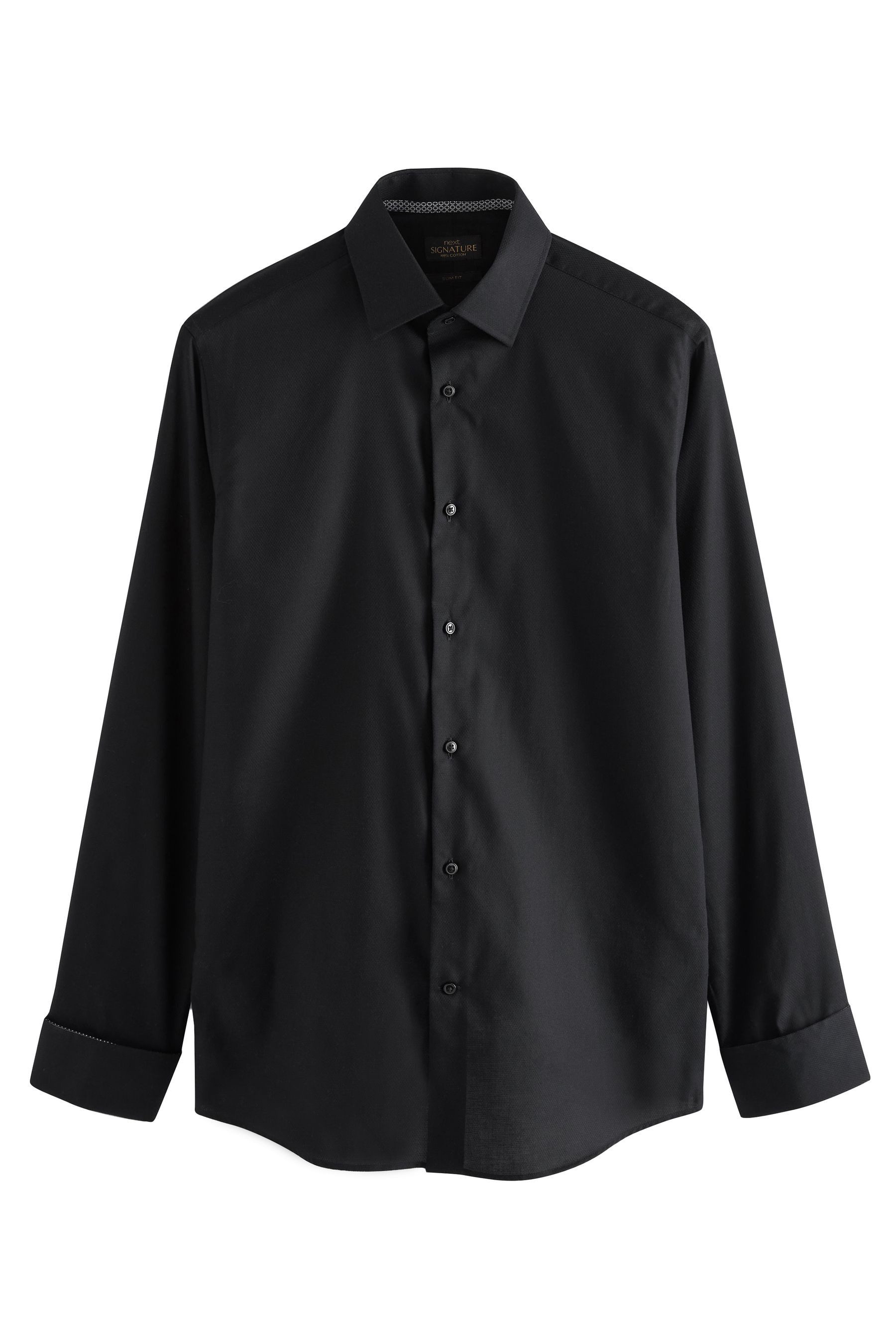 Langarmhemd Slim-Fit-Hemd mit Besatz-Aufschlagmanschette