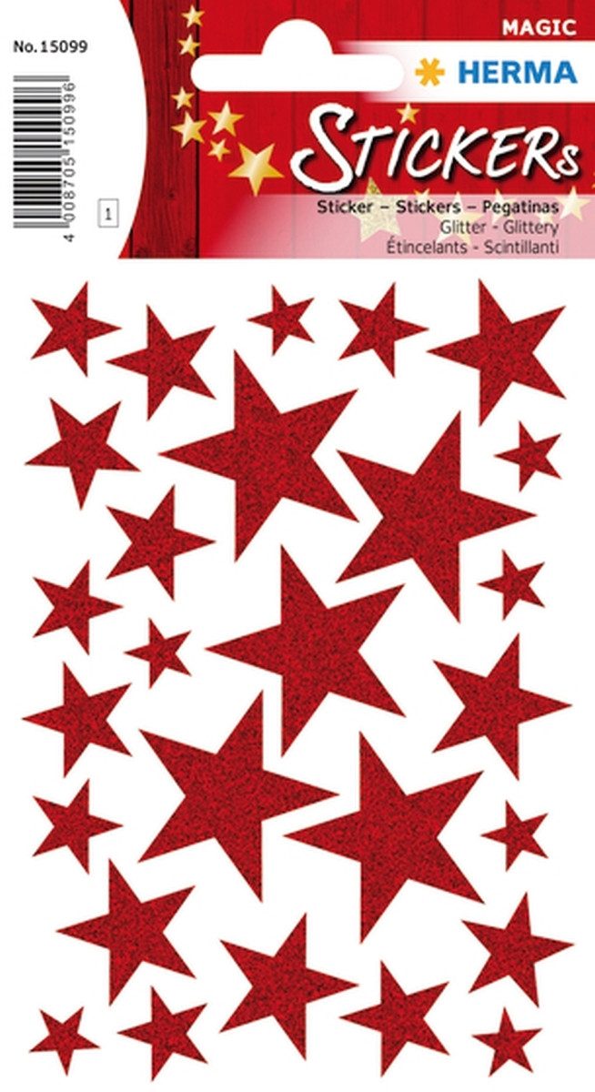 HERMA Ярлыки Schmucketikett Magic Sterne Rot Glittery 1 Blatt