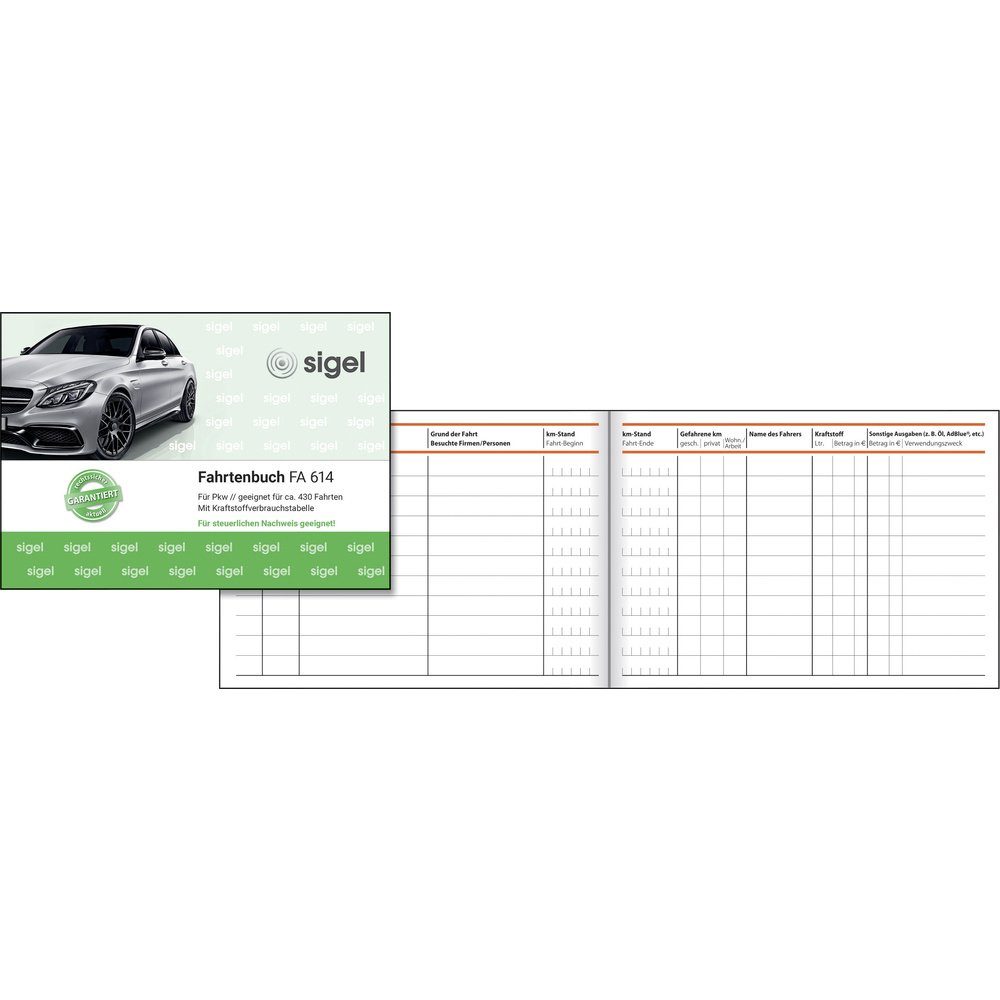 Formularblock Sigel FA614 DIN A6 quer Fahrtenbuch Anzahl der Blätter: 40 1 St.