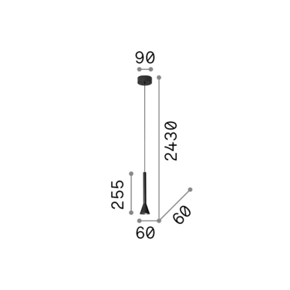 Ideal Lux Hängeleuchten Diesis SP LED-Pendelleuchte Ø 6 cm 7 W 580 lm, LED fest integriert, Extra-Warmweiß, Hängeleuchte