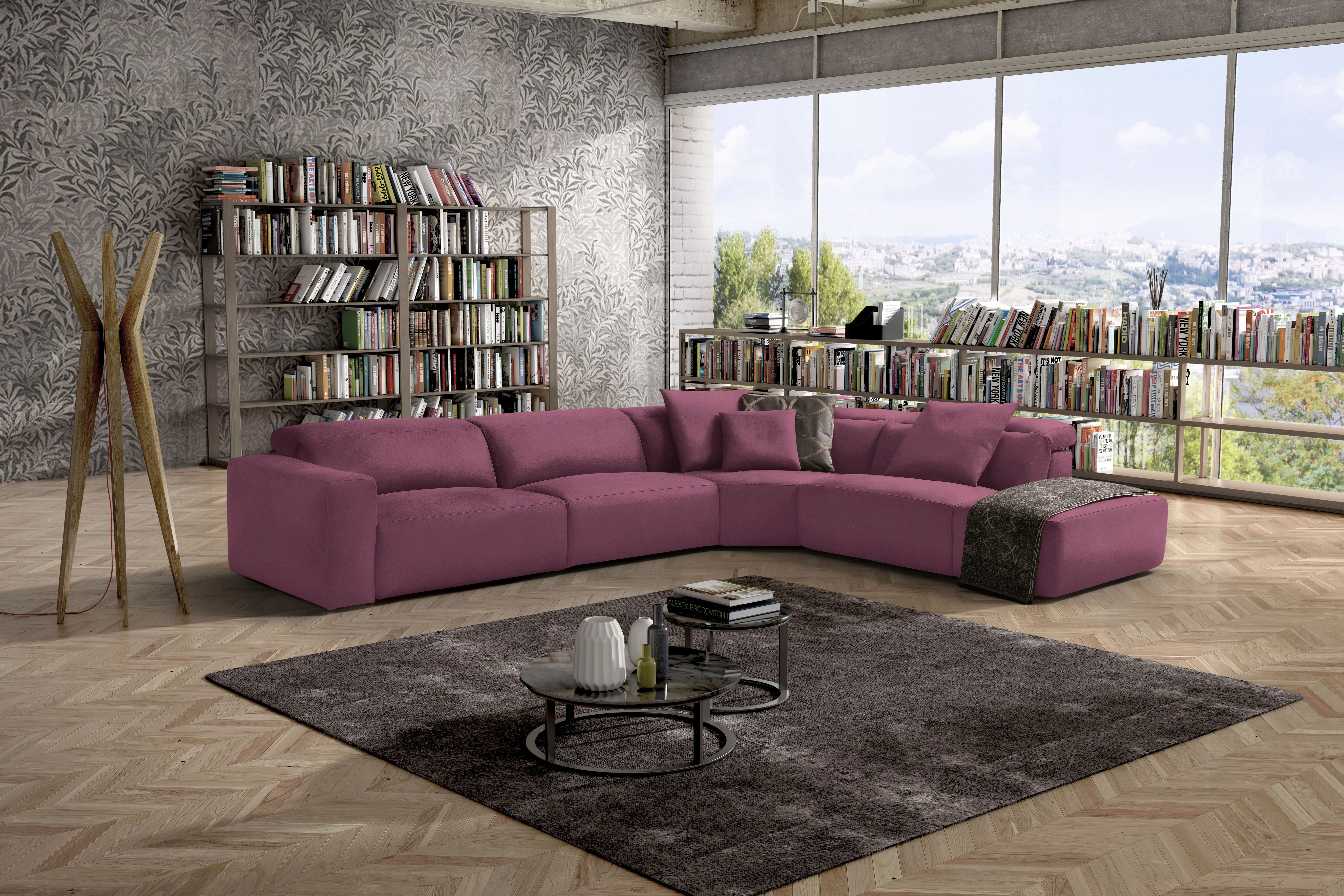 Egoitaliano Ecksofa Beverly, extravangantes Designsofa mit erstklassigem Sitzkomfort, wahlweise mit elektrischer Relaxfunktion, Kopfteilverstellung