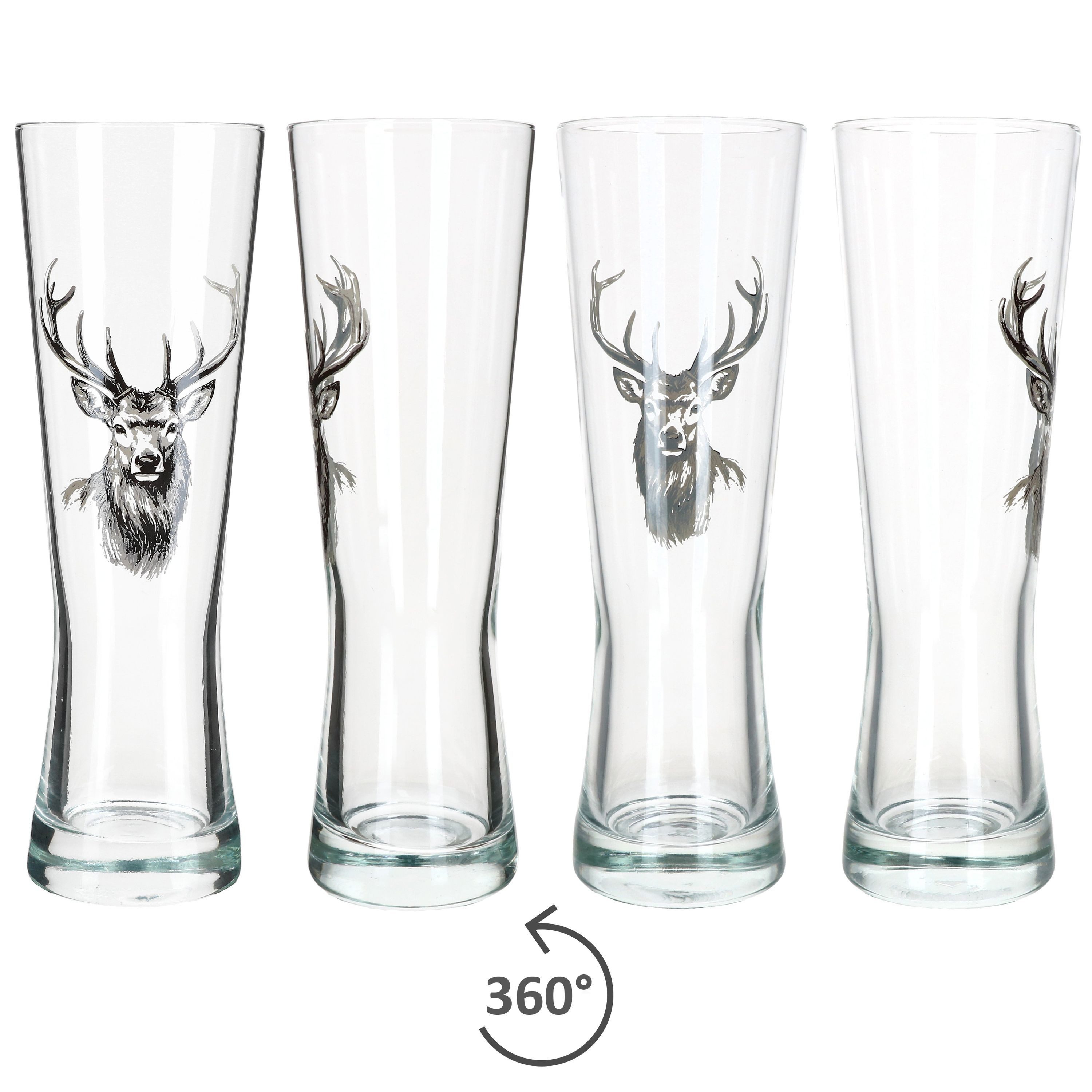 MamboCat Bierglas Alois 2er Set Weizenbierglas 0,5 L Hirschmotiv Geschenkverpackung, Glas – Bild 4 von 5