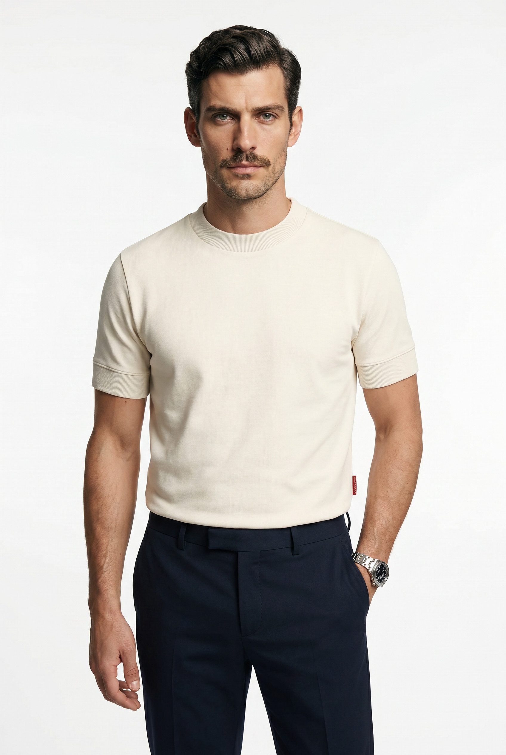 Joop Jeans Rundhalsshirt Cedric mit Bündchen am Ärmel