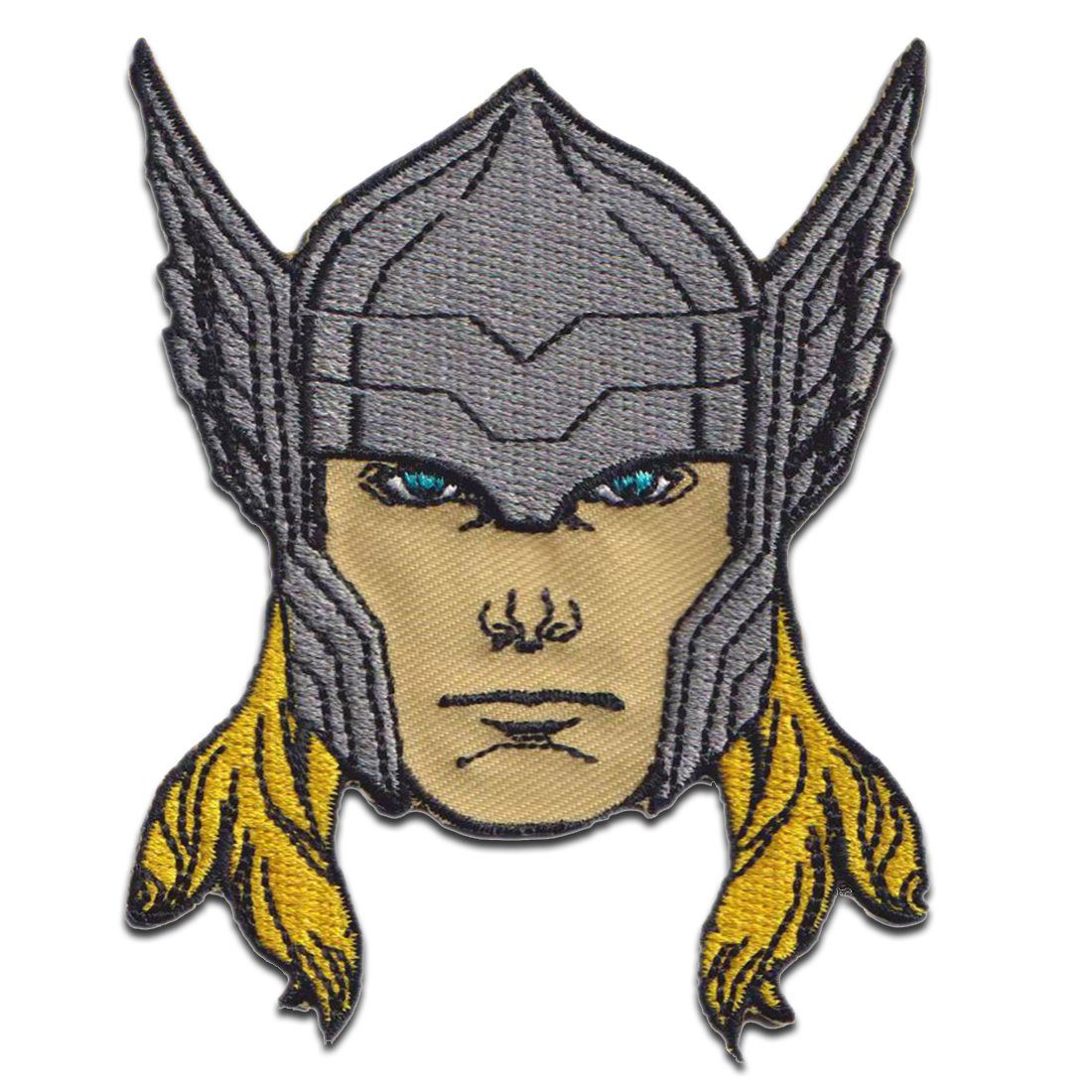 MARVEL Aufnäher Bügelbild, Aufbügler, Applikationen, Patches, Flicken, zum aufbügeln, Polyester, Avengers Thor Kopf - Größe: 9 x 7,2 cm