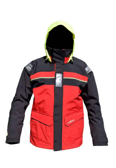 crazy4sailing Outdoorjacke Bergen crazy4sailing Offshore Segeljacke mit Reflexstreifen und Neon-Kapuze