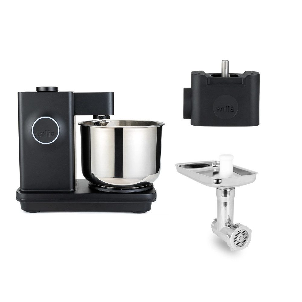 wilfa Küchenmaschine Probaker Timer schwarz+Tool Adapter+Messerschmidt Edelstahlfleischwolf