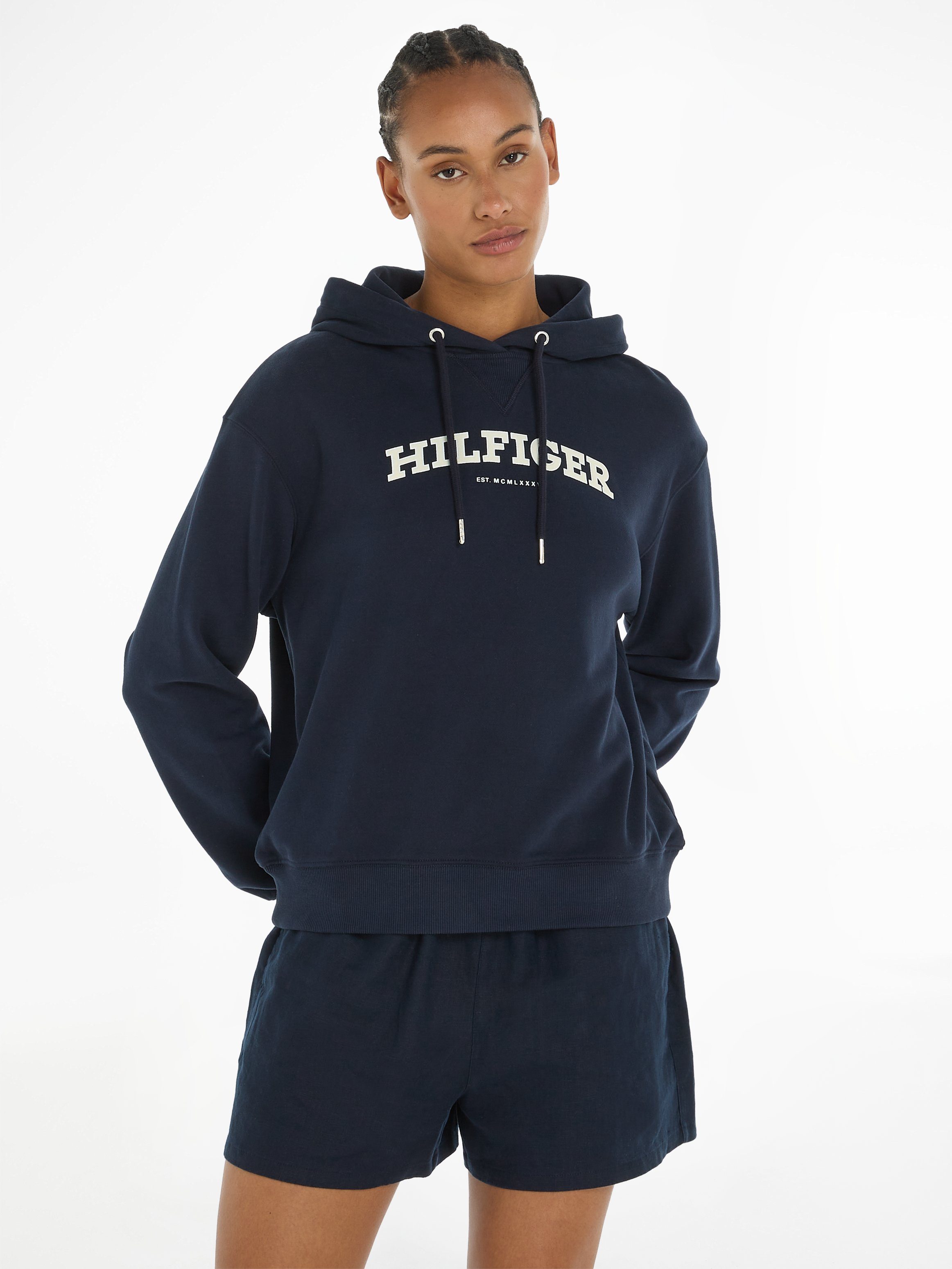 Tommy Hilfiger Hoodie REG MONOTYPE FLOCK HOODIE mit Logoschriftzug