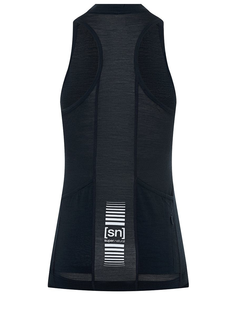 SUPER.NATURAL Radtrikot Merino Fahrradtrikot W GRAVA SUMMER TANK Merino-Materialmix mit reflektierenden Logos