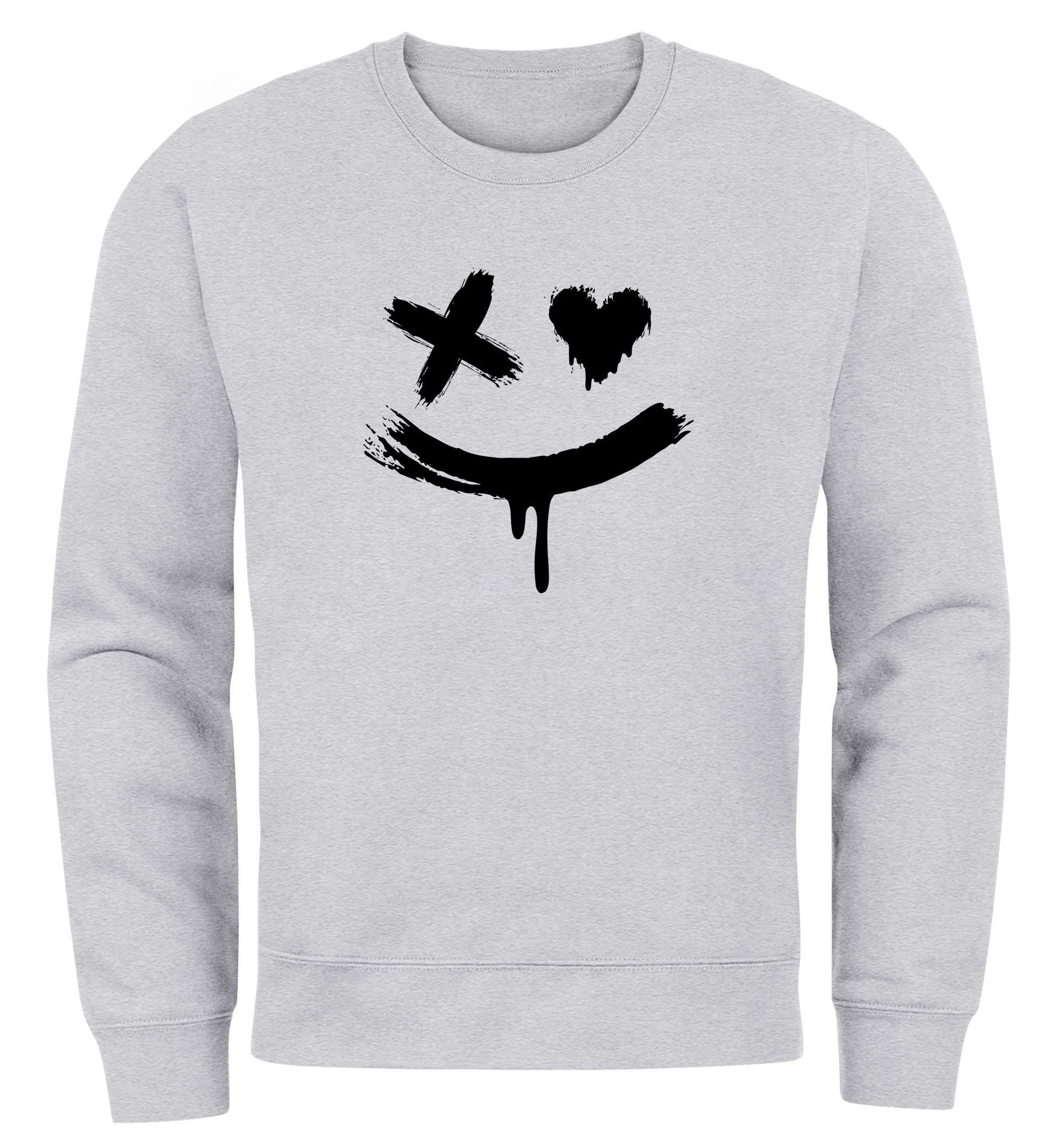 Sweatshirt Sweatshirt Herren mit Aufdruck Motiv Smile Print Rundhals-Pullover