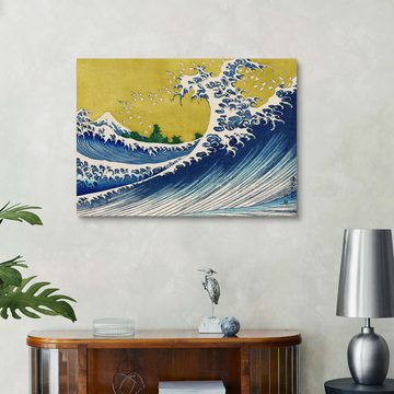 Posterlounge Holzbild Katsushika Hokusai, Der Fuji am Meer, Badezimmer Maritim Malerei