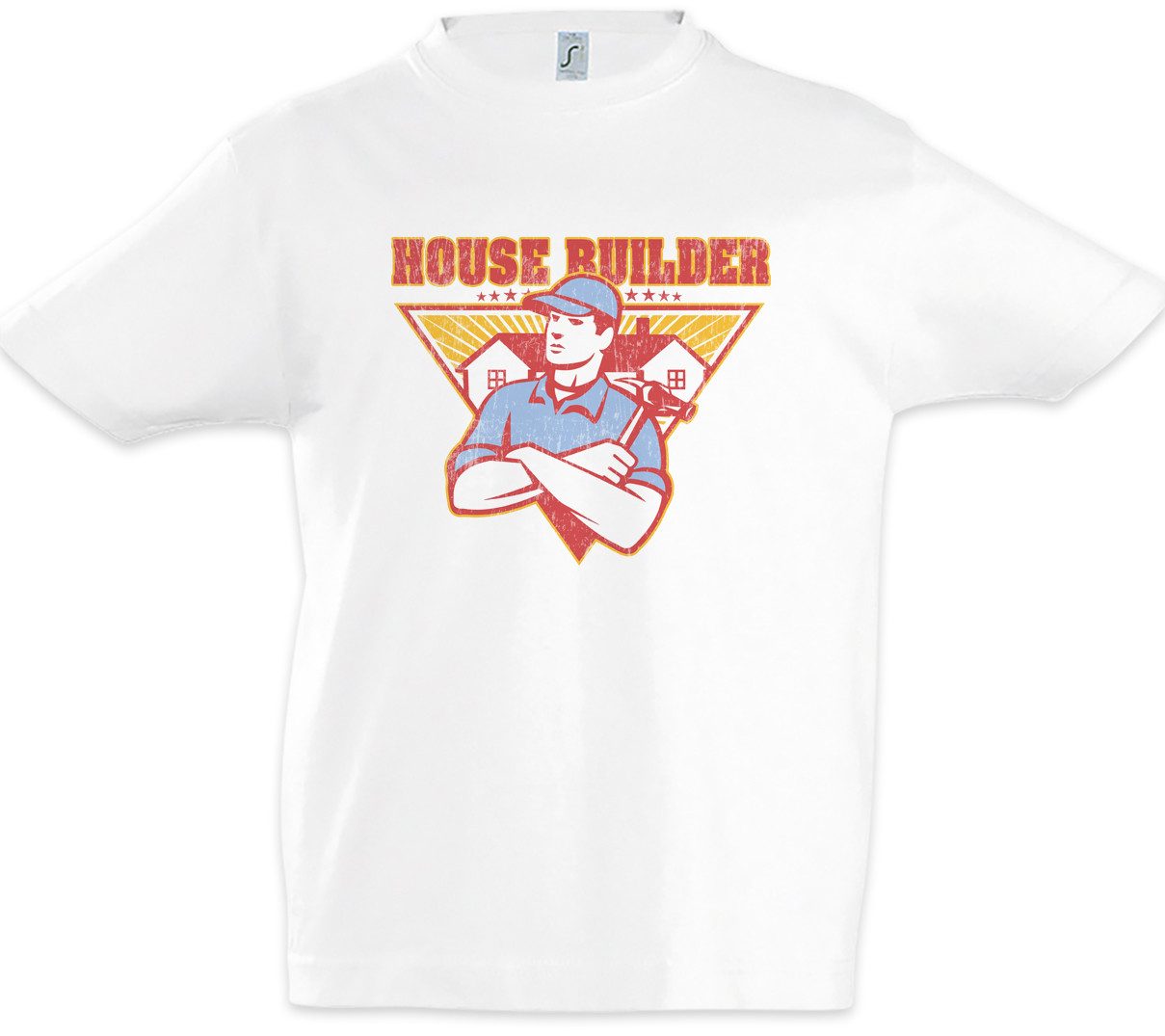 Print-Shirt House Builder I Kinder T-Shirt Handwerker Maurer Mason Bauarbeiter Bau