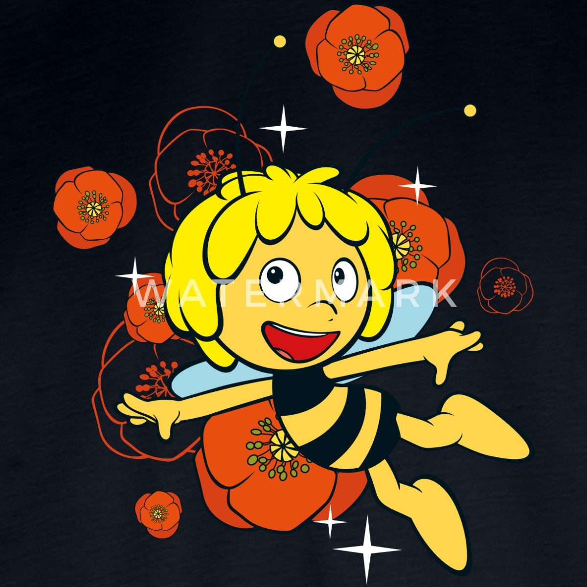 Spreadshirt T-Shirt Biene Maja Mohnblumen Kinder Premium Langarmshirt (1-tlg)