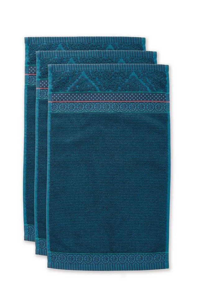 PiP Studio Handtuch Soft Zellige Dark Blue 30X50 Set A 3 Dunkelblau 100%  Cotton, terr, Baumwolle (1-St)