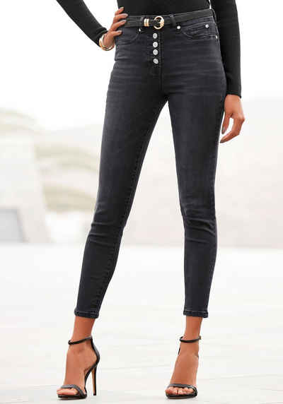 Buffalo High-waist-Jeans mit modischer Knopfleiste, schmale Skinny-Jeans, Stretch-Qualität